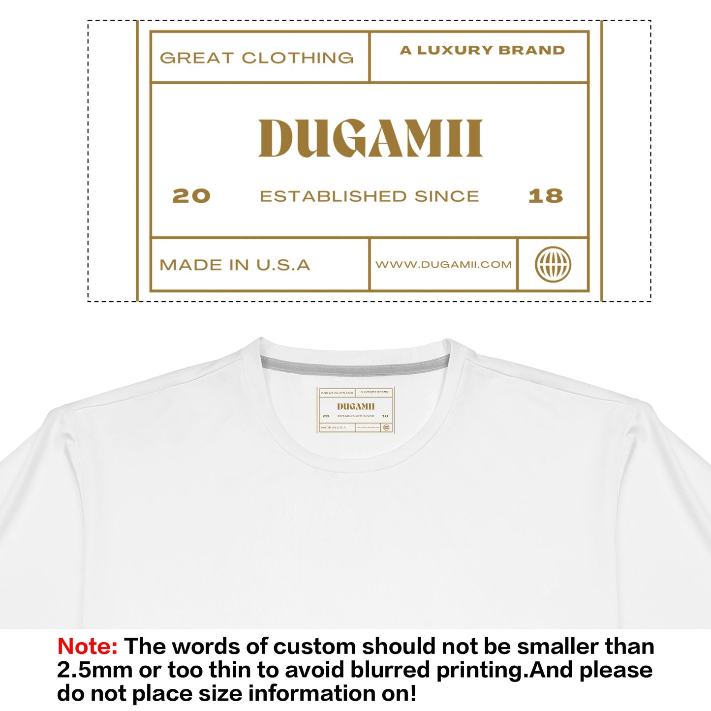 DuGamii Original Unisex Short Sleeve T-Shirt With Black And Gold Logo