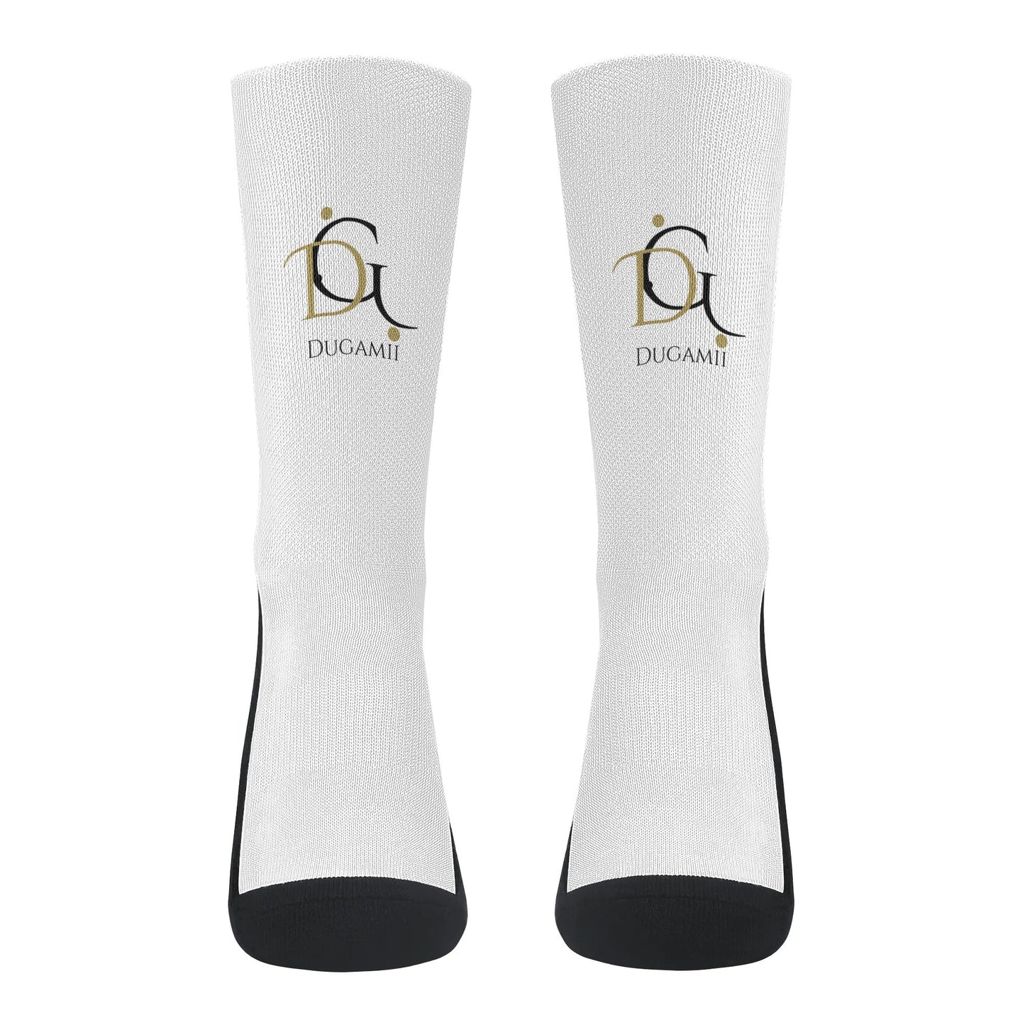 DuGamii Black and White Logo Printed Crew Socks