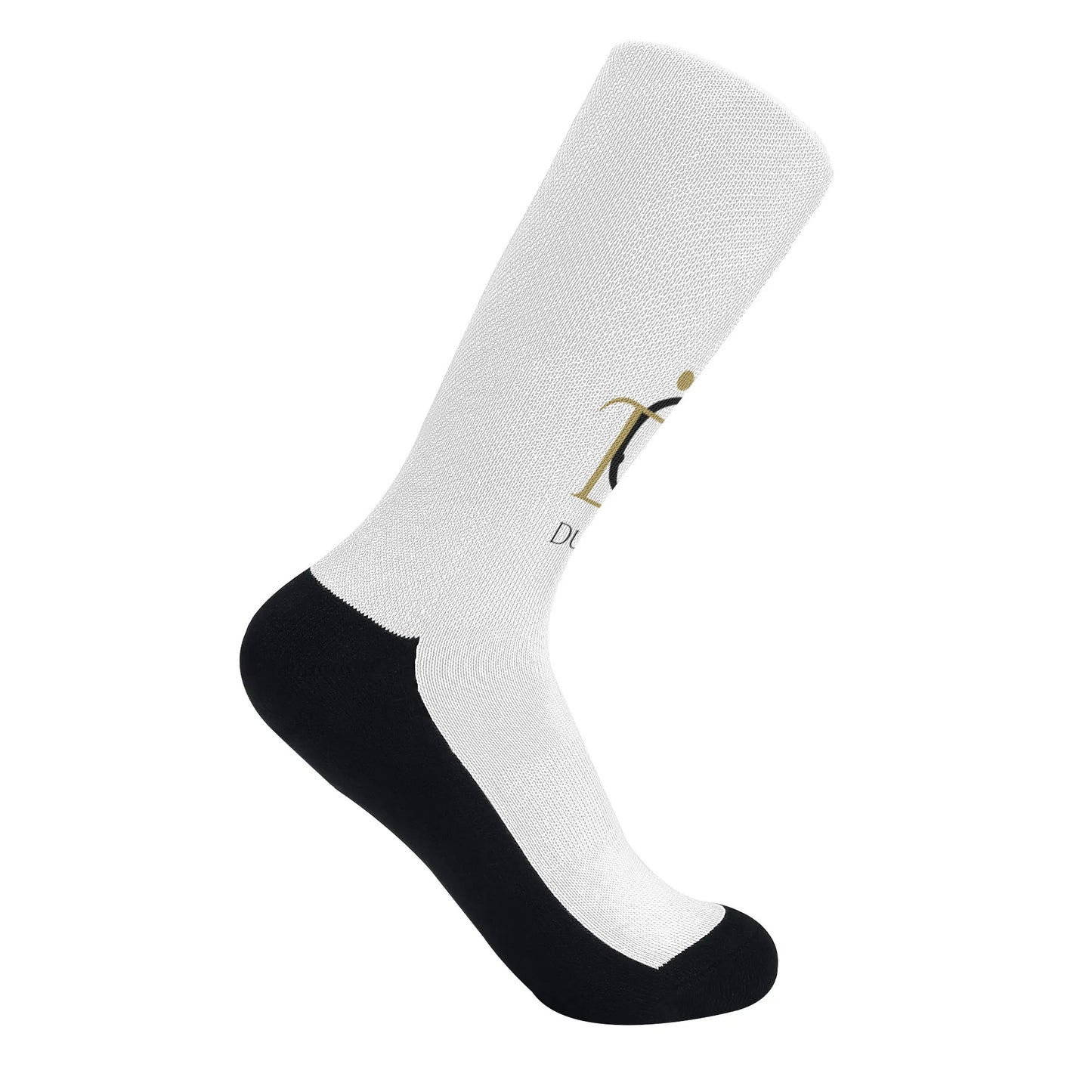 DuGamii Black and White Logo Printed Crew Socks