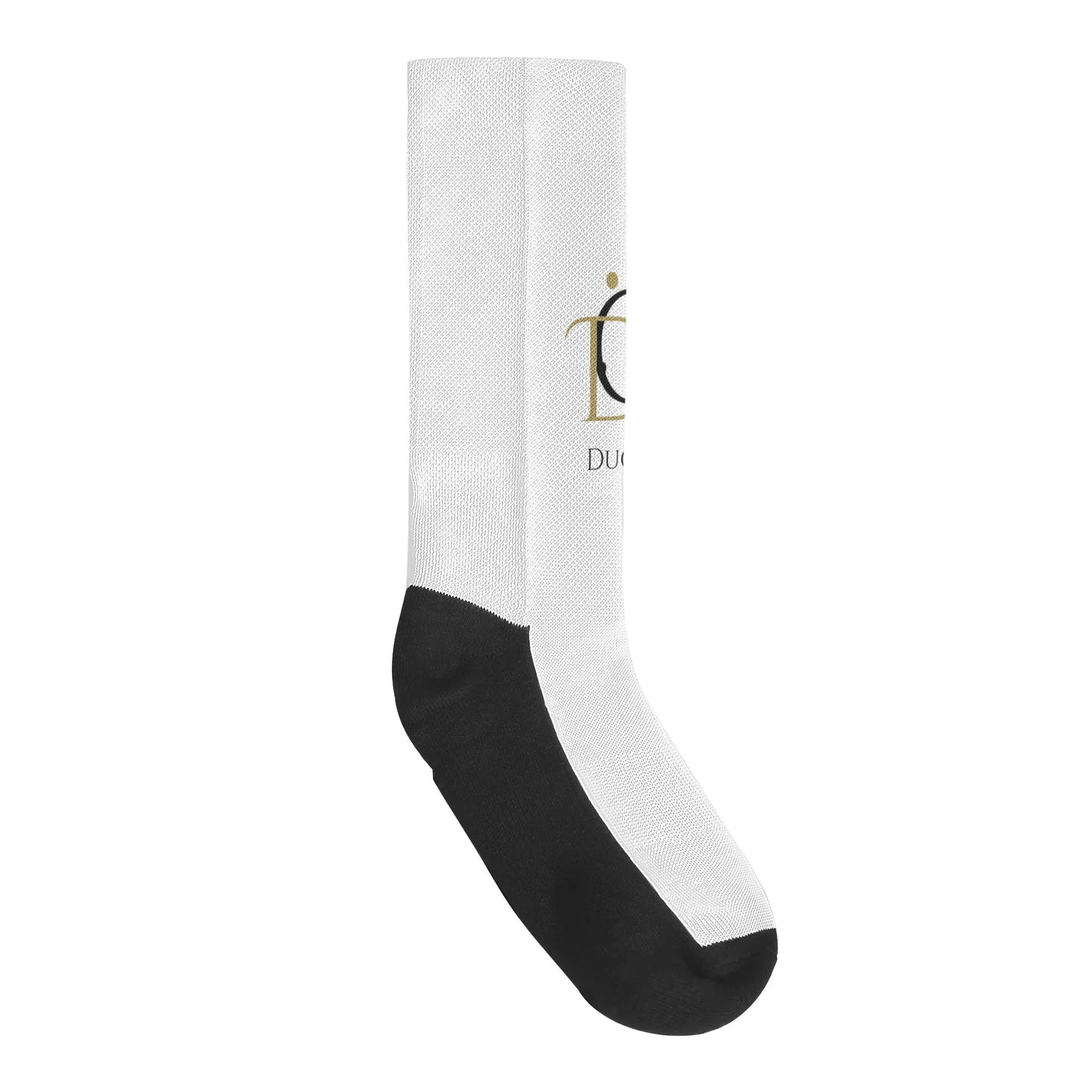 DuGamii Black and White Logo Printed Crew Socks