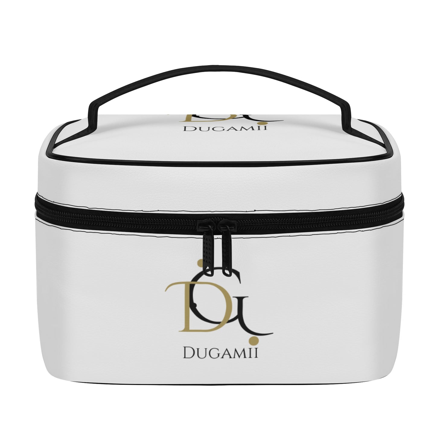 DuGamii Black and White Leather Cosmetic Bag