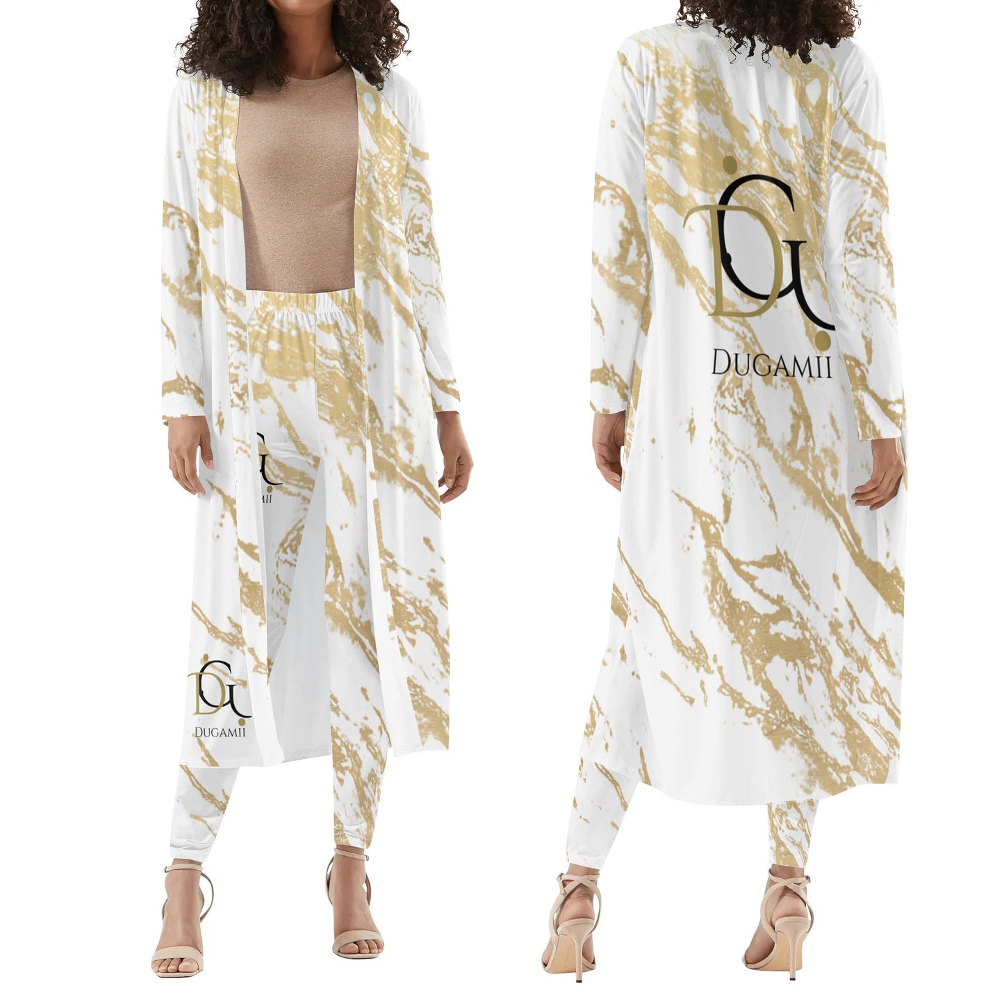 Womens DuGamii Long Sleeve Cardigan and Leggings Sets