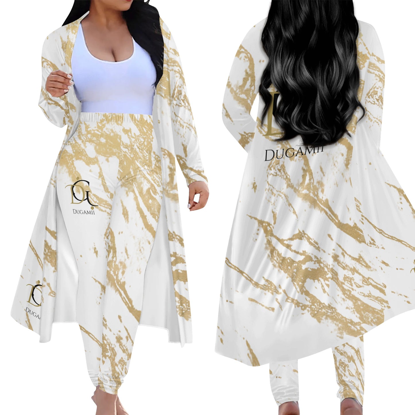 Womens DuGamii Long Sleeve Cardigan and Leggings Sets