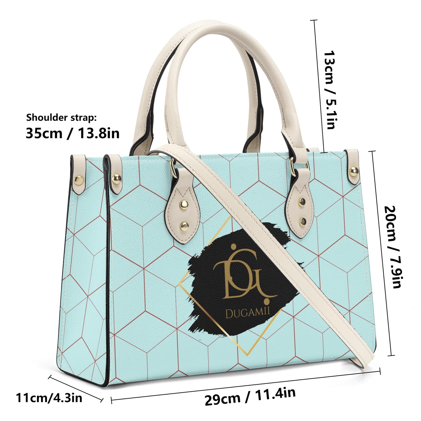 DuGamii Luxury Women's Clear Water Blue PU Handbag With Shoulder Strap