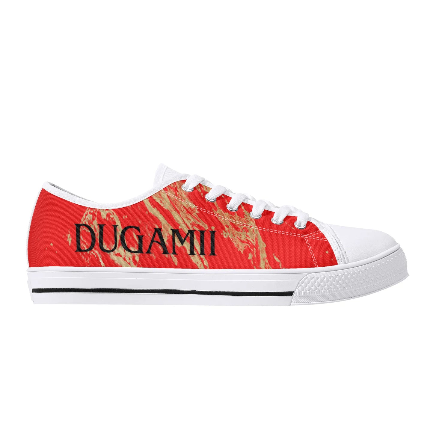 Womens Dugamii Red and Gold Rubber Low Top Canvas Shoes