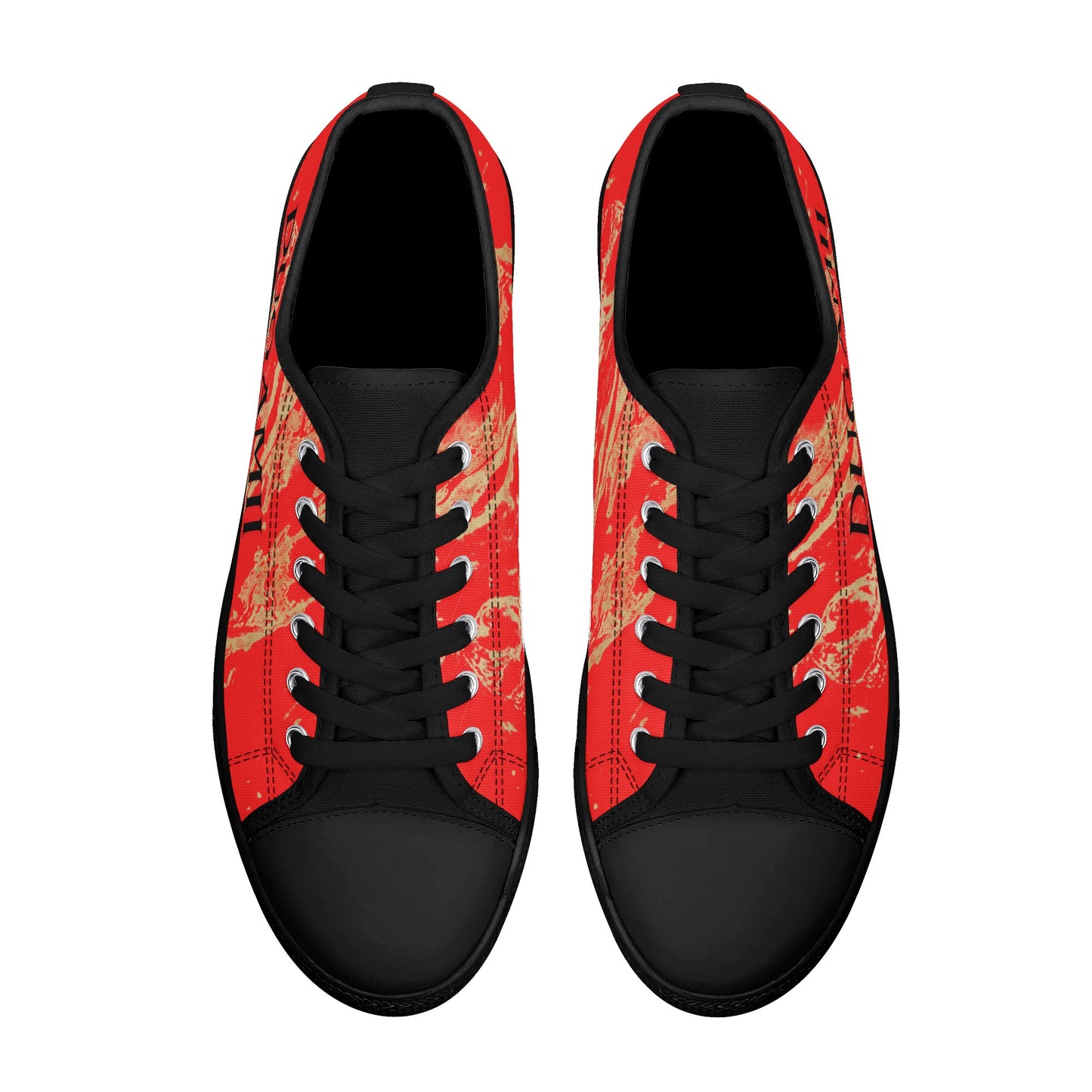 Womens Dugamii Red and Gold Rubber Low Top Canvas Shoes