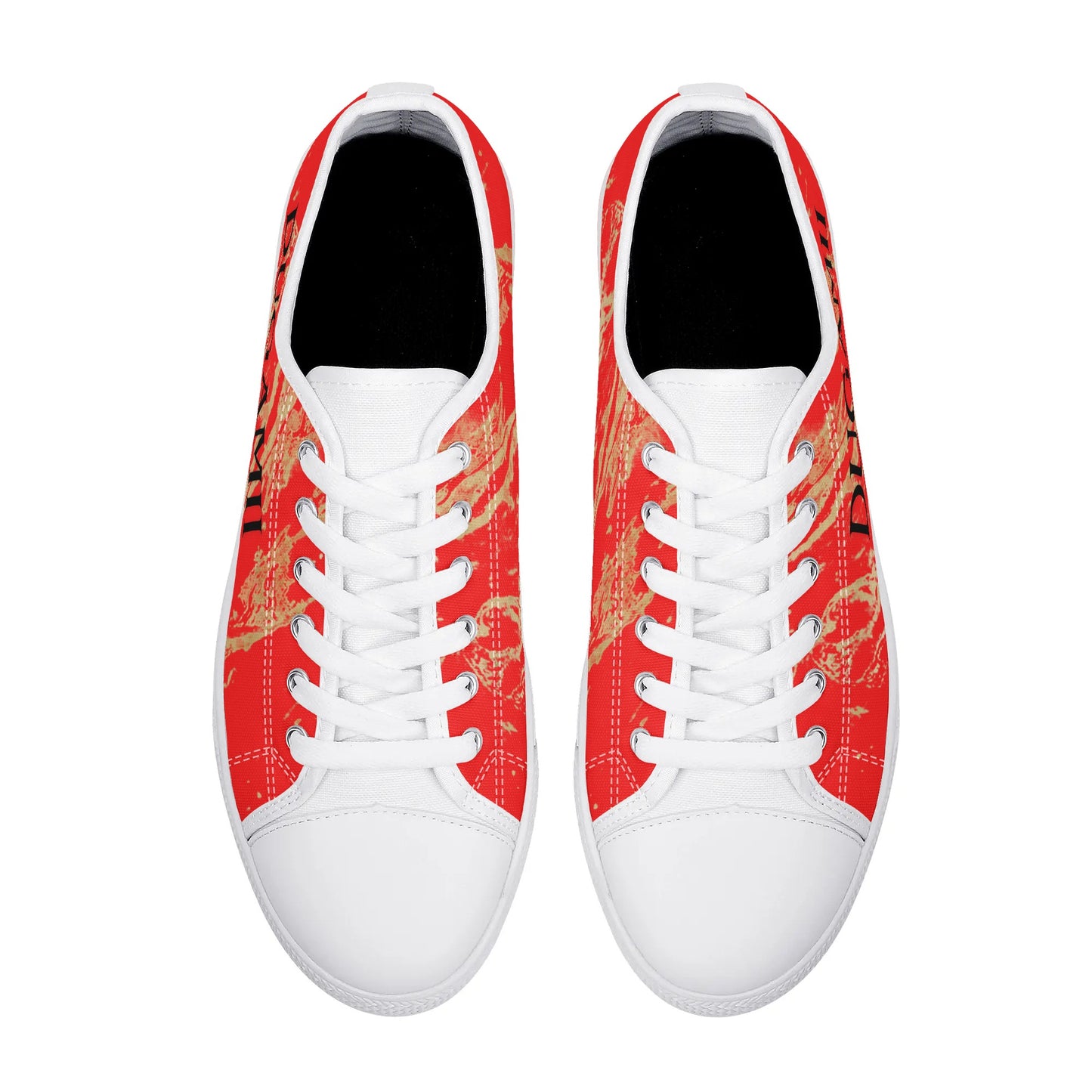 Womens Dugamii Red and Gold Rubber Low Top Canvas Shoes