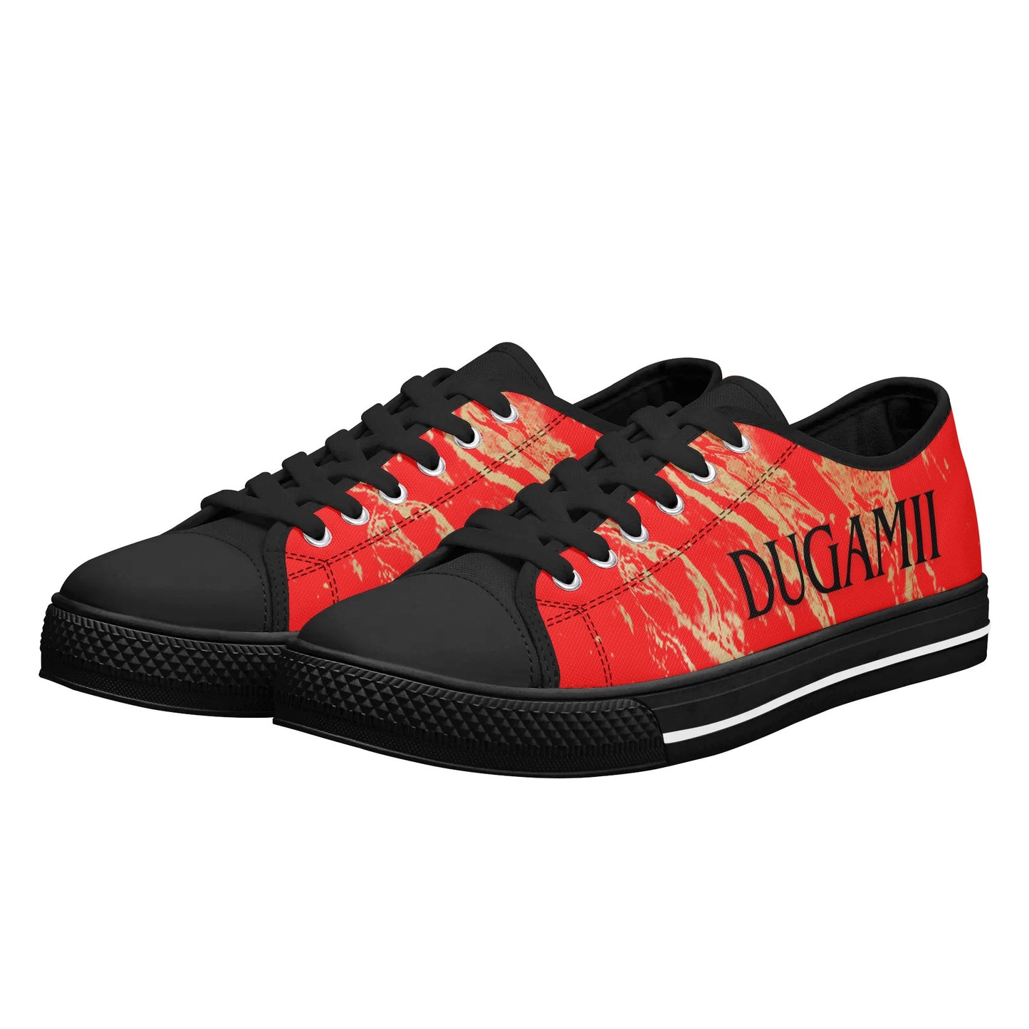 Womens Dugamii Red and Gold Rubber Low Top Canvas Shoes