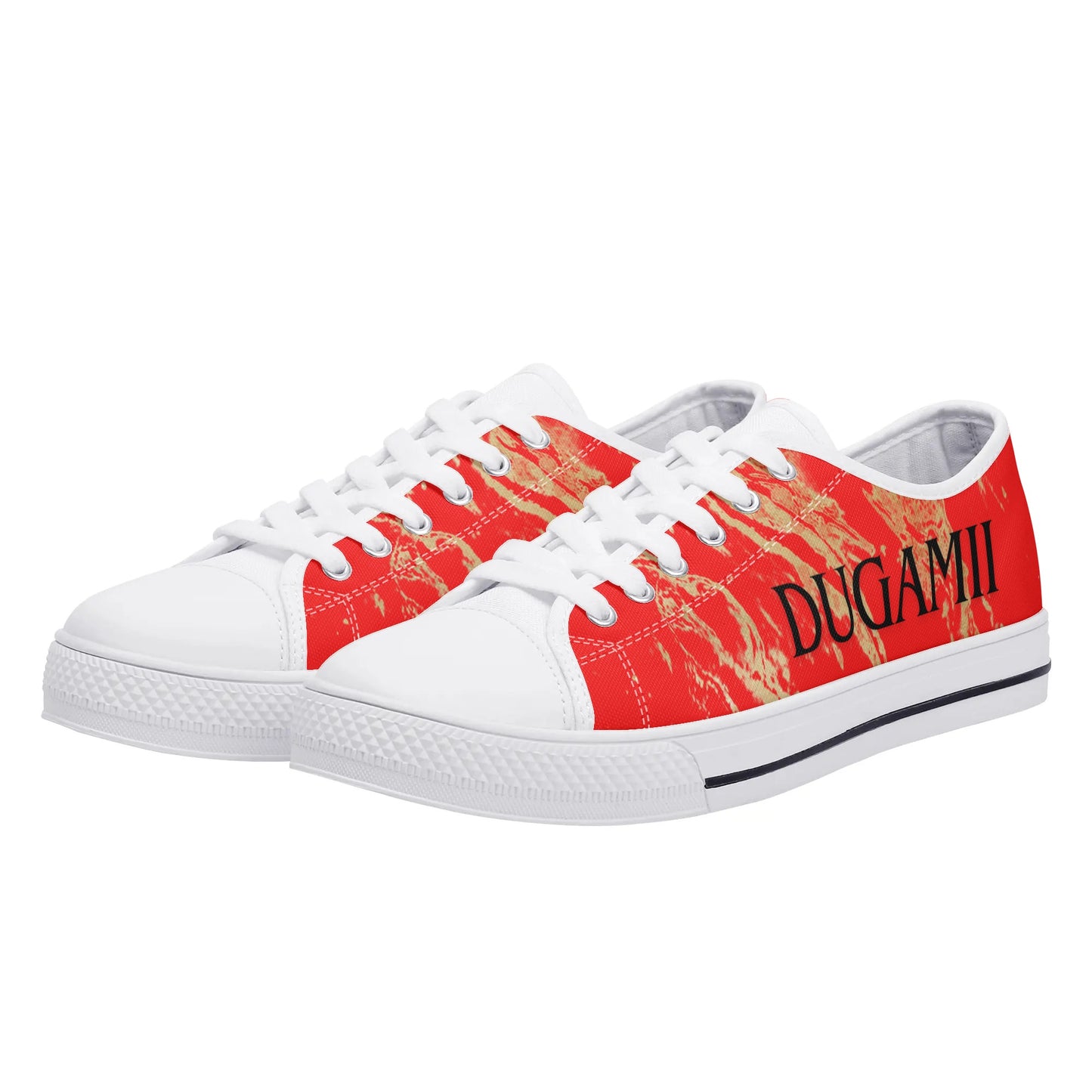 Womens Dugamii Red and Gold Rubber Low Top Canvas Shoes