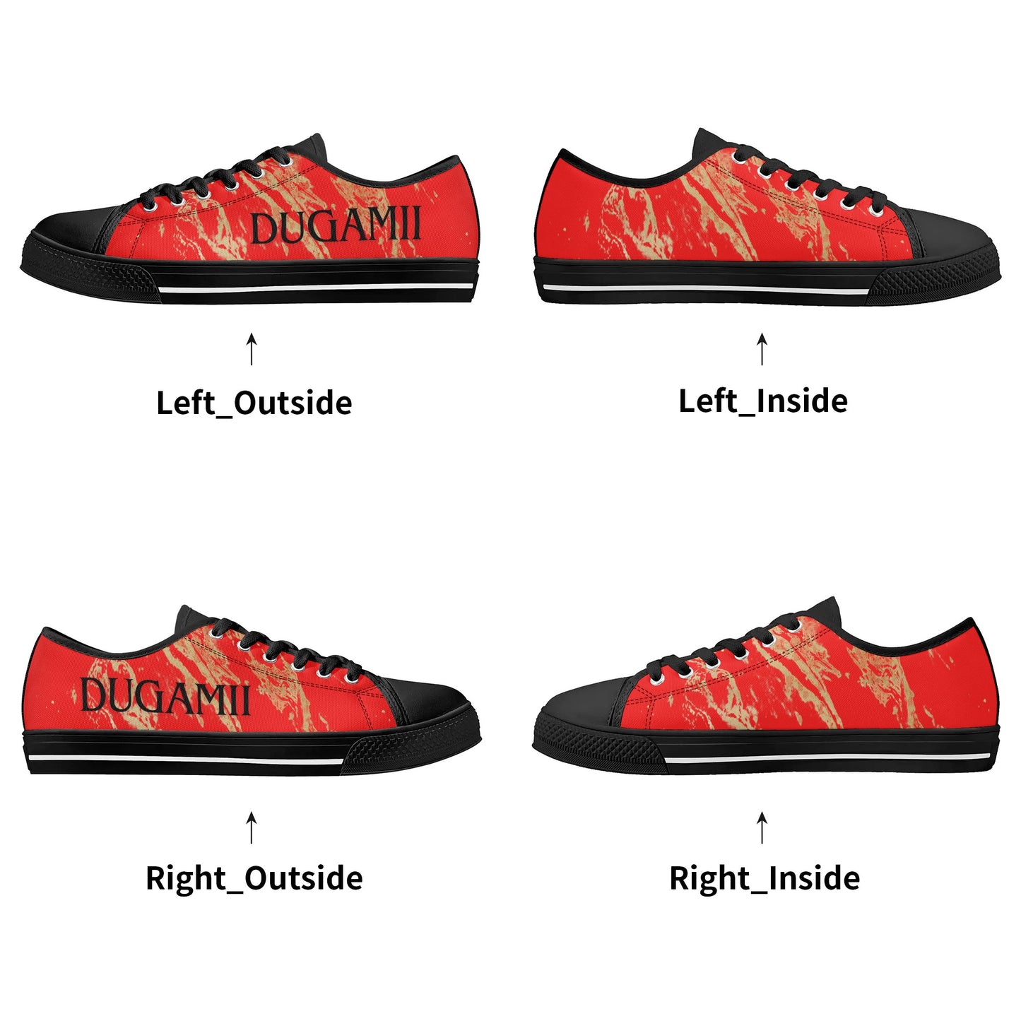 Womens Dugamii Red and Gold Rubber Low Top Canvas Shoes