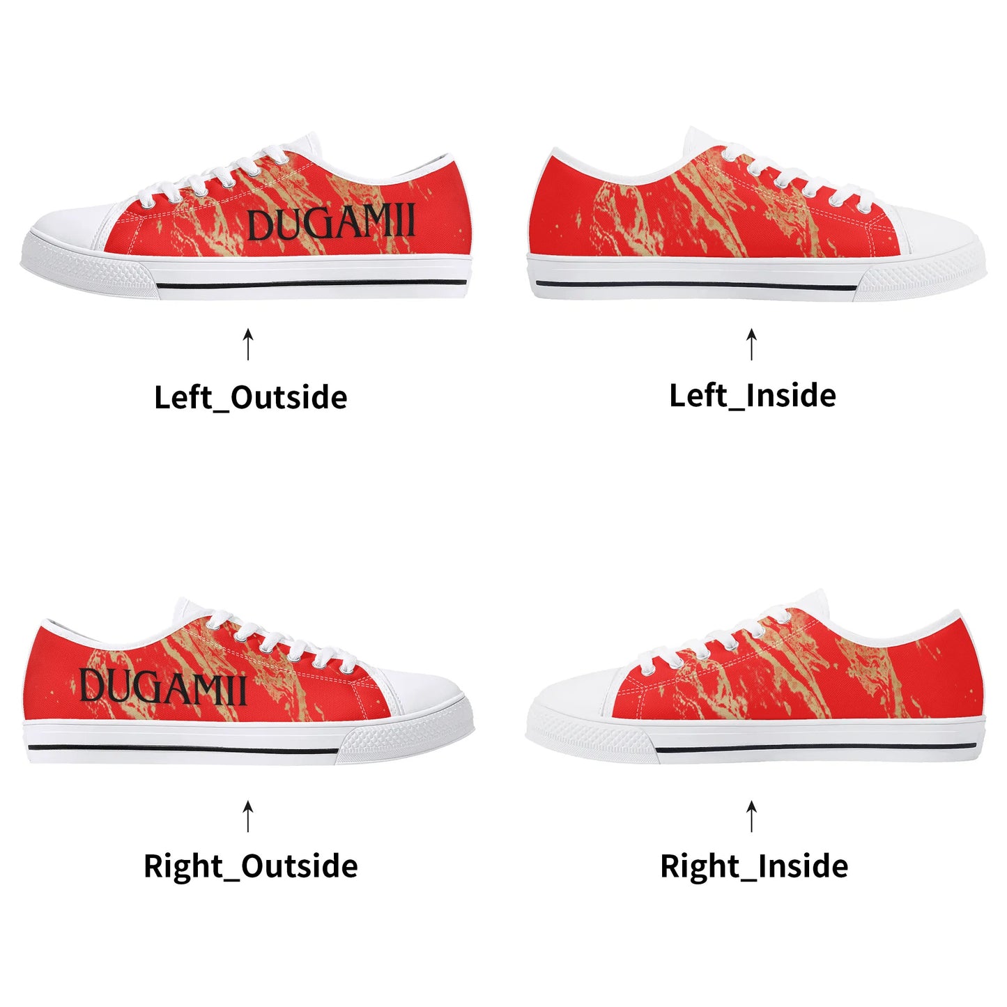 Womens Dugamii Red and Gold Rubber Low Top Canvas Shoes