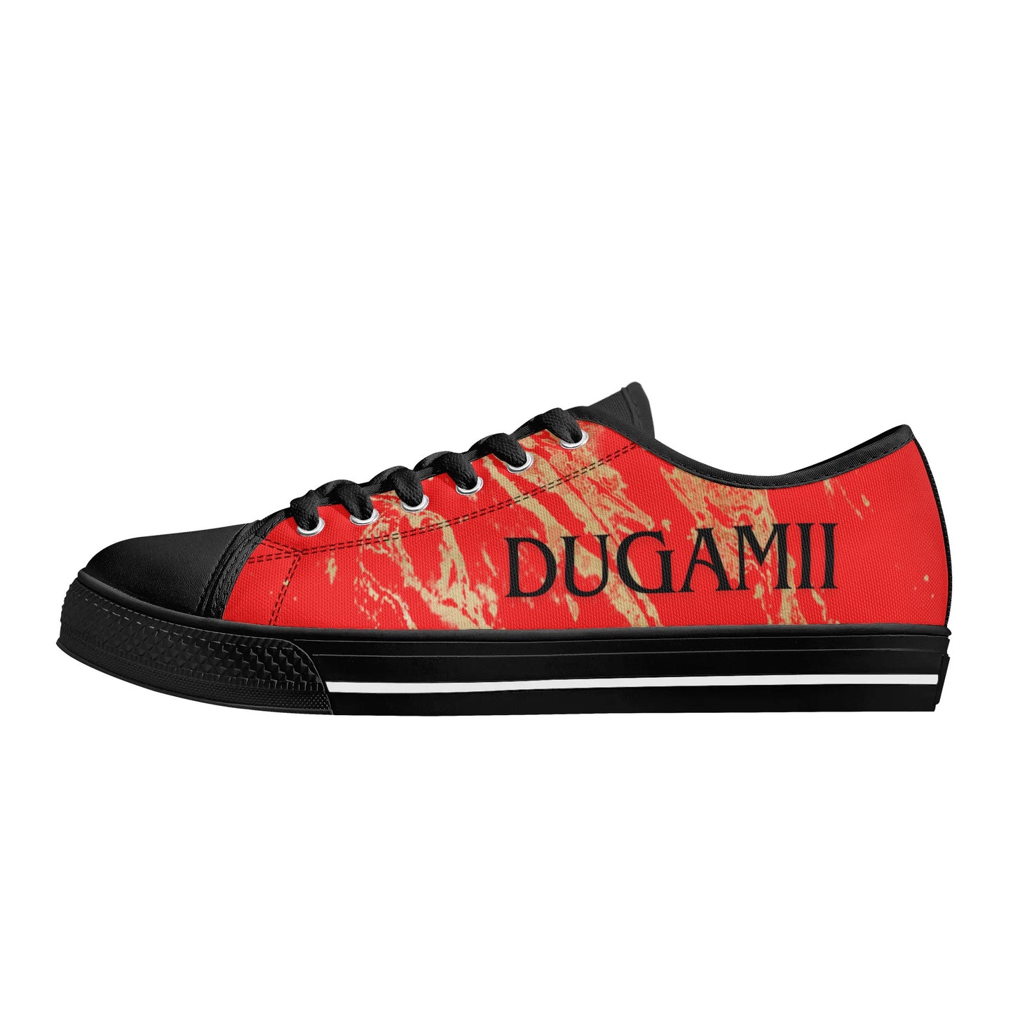 Womens Dugamii Red and Gold Rubber Low Top Canvas Shoes