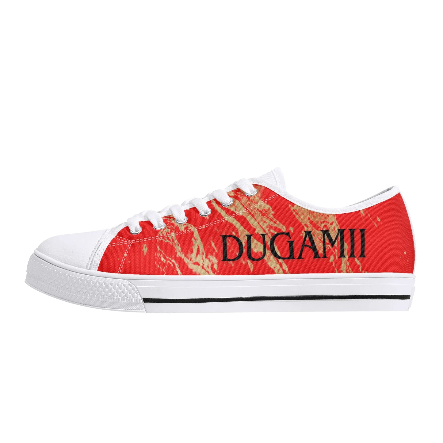 Womens Dugamii Red and Gold Rubber Low Top Canvas Shoes