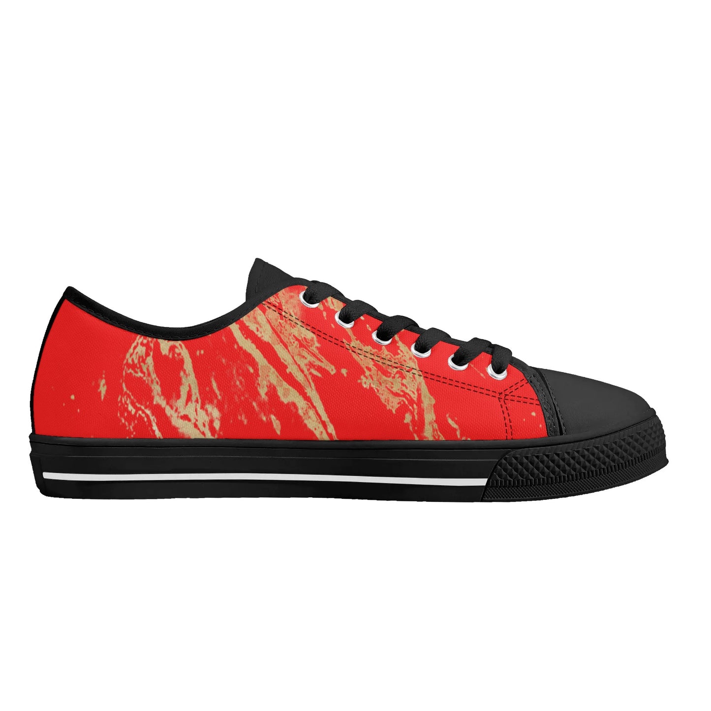 Womens Dugamii Red and Gold Rubber Low Top Canvas Shoes