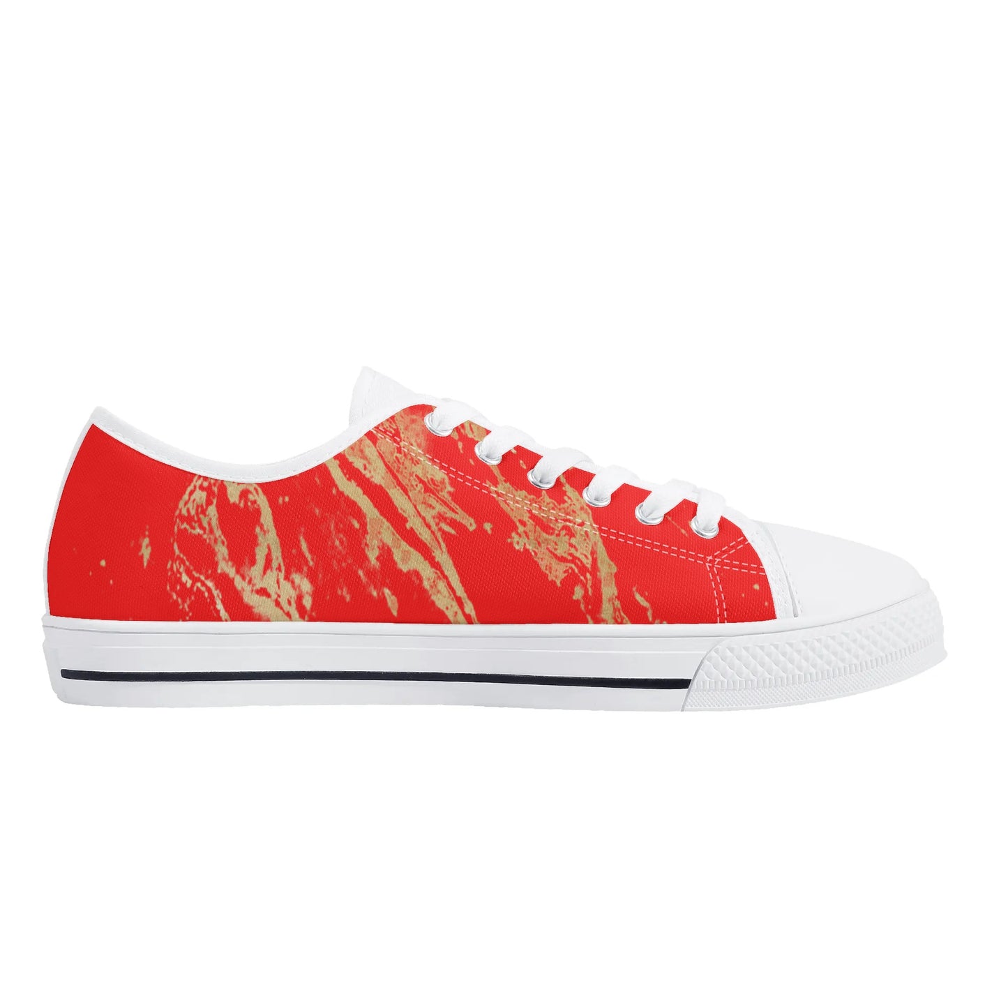 Womens Dugamii Red and Gold Rubber Low Top Canvas Shoes