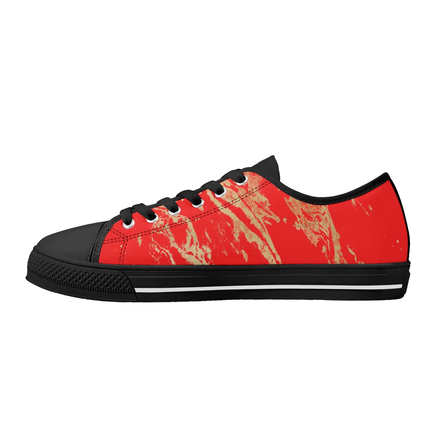 Womens Dugamii Red and Gold Rubber Low Top Canvas Shoes