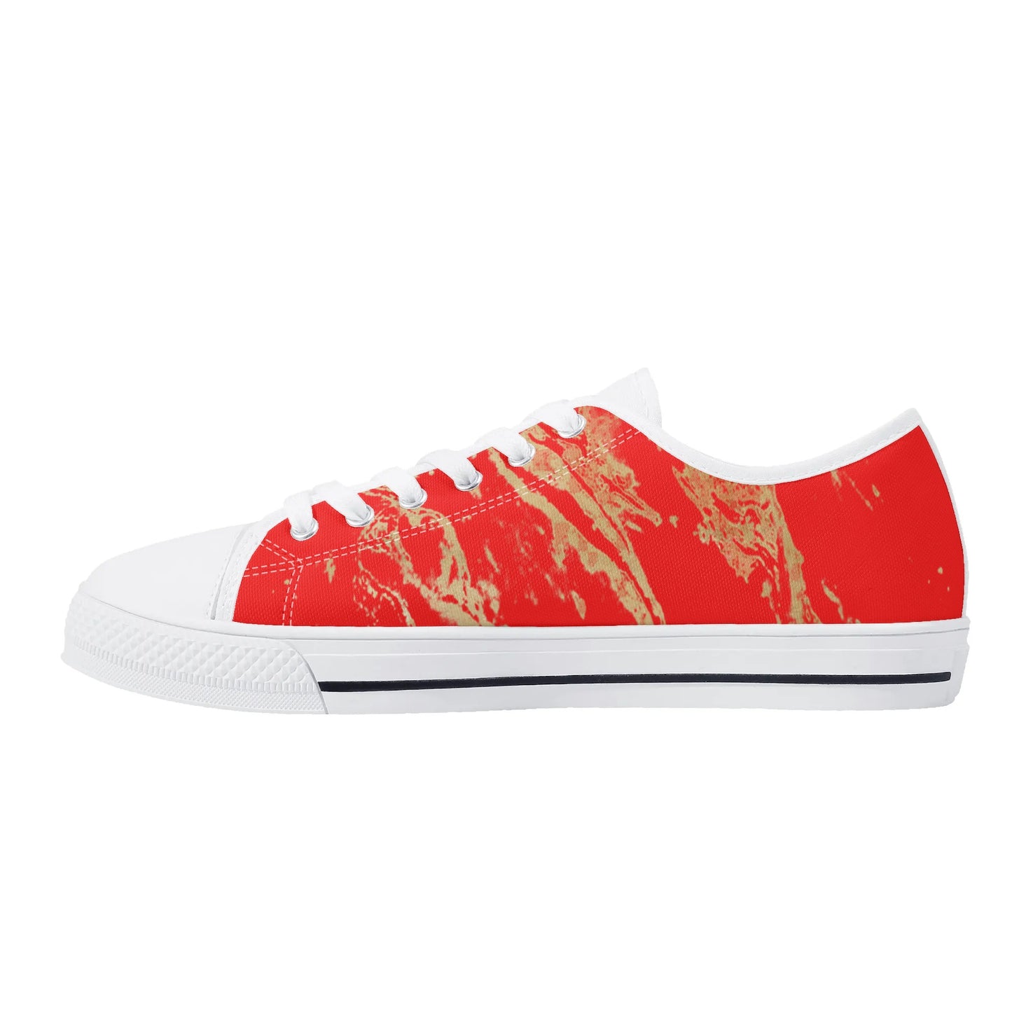 Womens Dugamii Red and Gold Rubber Low Top Canvas Shoes