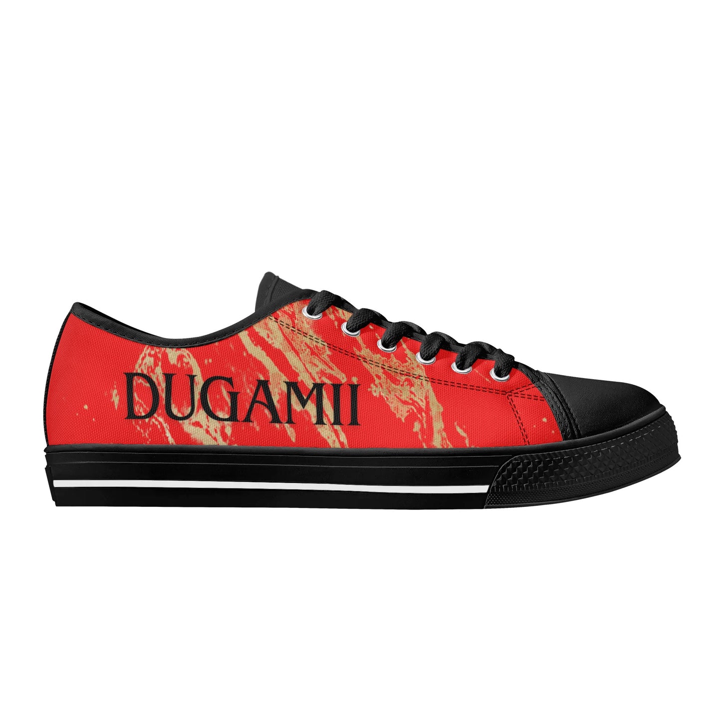 Womens Dugamii Red and Gold Rubber Low Top Canvas Shoes