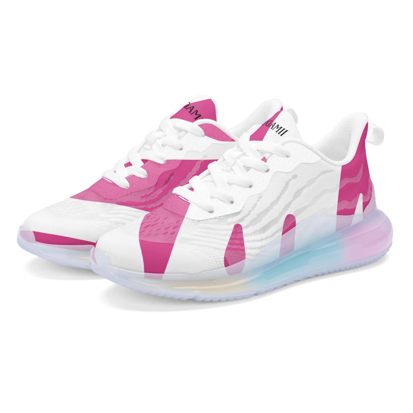 Womens DuGamii White Running Sneakers With Rainbow Bottom