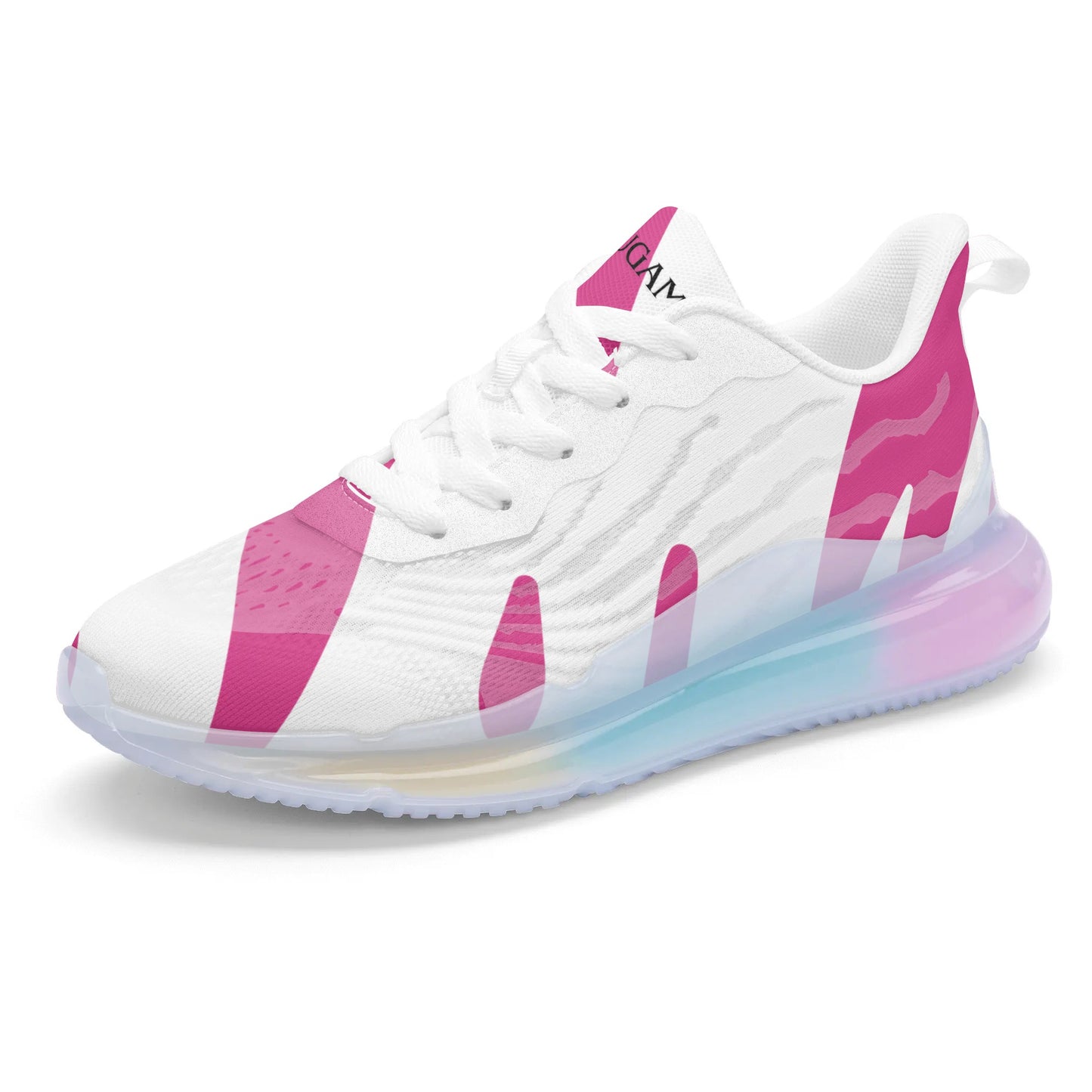 Womens DuGamii White Running Sneakers With Rainbow Bottom