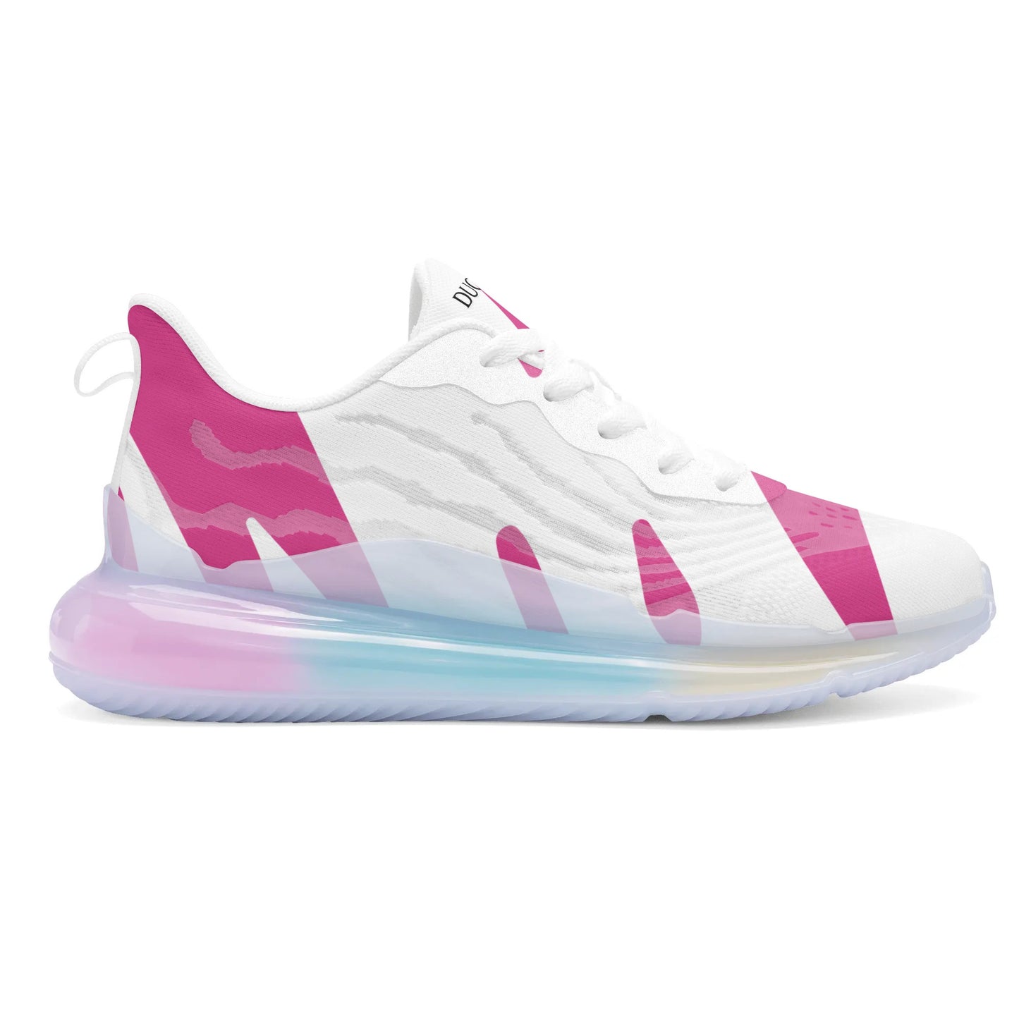 Womens DuGamii White Running Sneakers With Rainbow Bottom