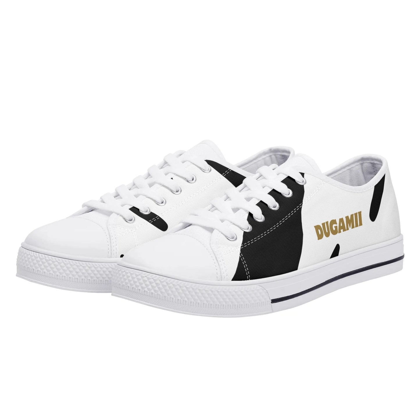 Mens DuGamii Black And White Rubber Low Top Canvas Shoes