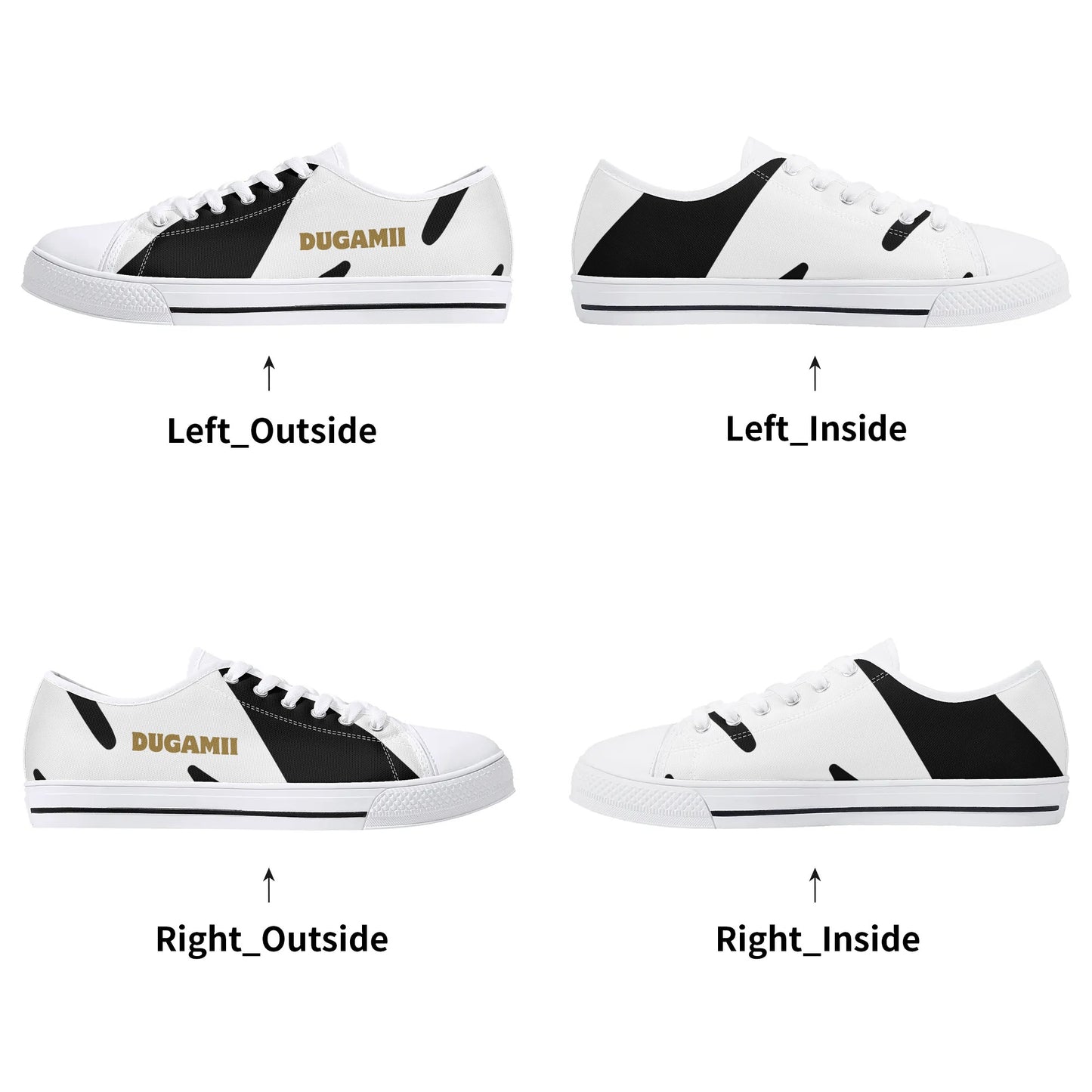 Mens DuGamii Black And White Rubber Low Top Canvas Shoes