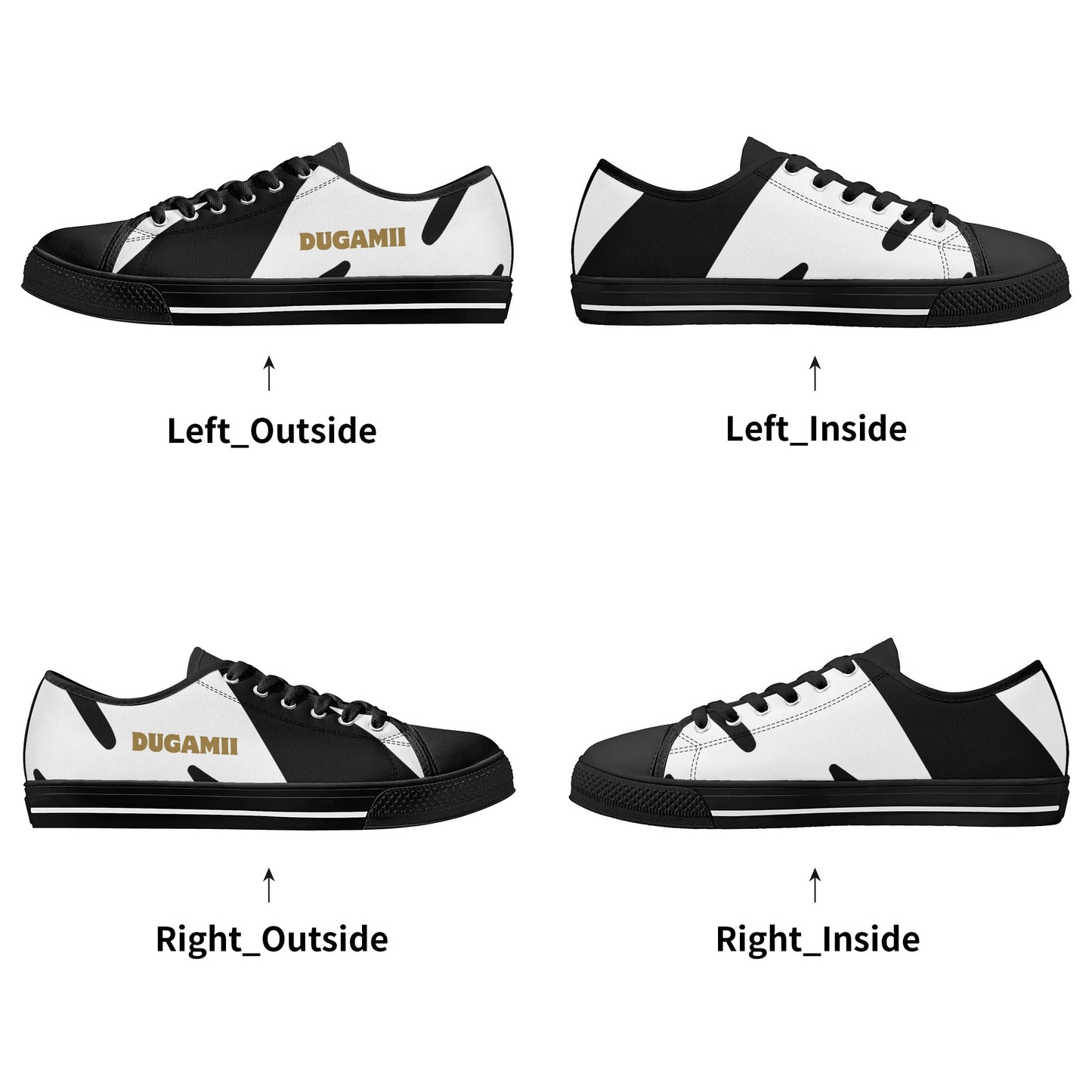 Mens DuGamii Black And White Rubber Low Top Canvas Shoes