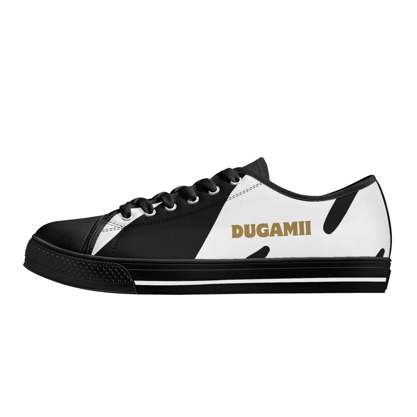 Mens DuGamii Black And White Rubber Low Top Canvas Shoes