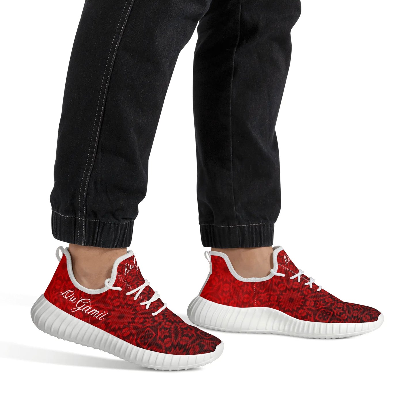 Mens DuGamii Red Knight Mesh Knit Sneakers