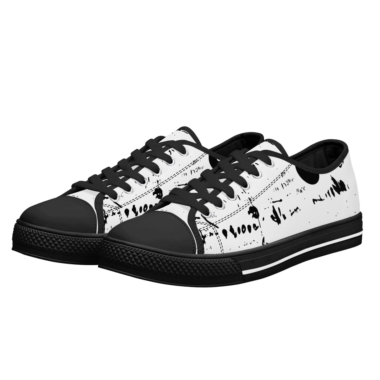 Mens Black And White DuGamii High Top Canvas Shoes With Word Art