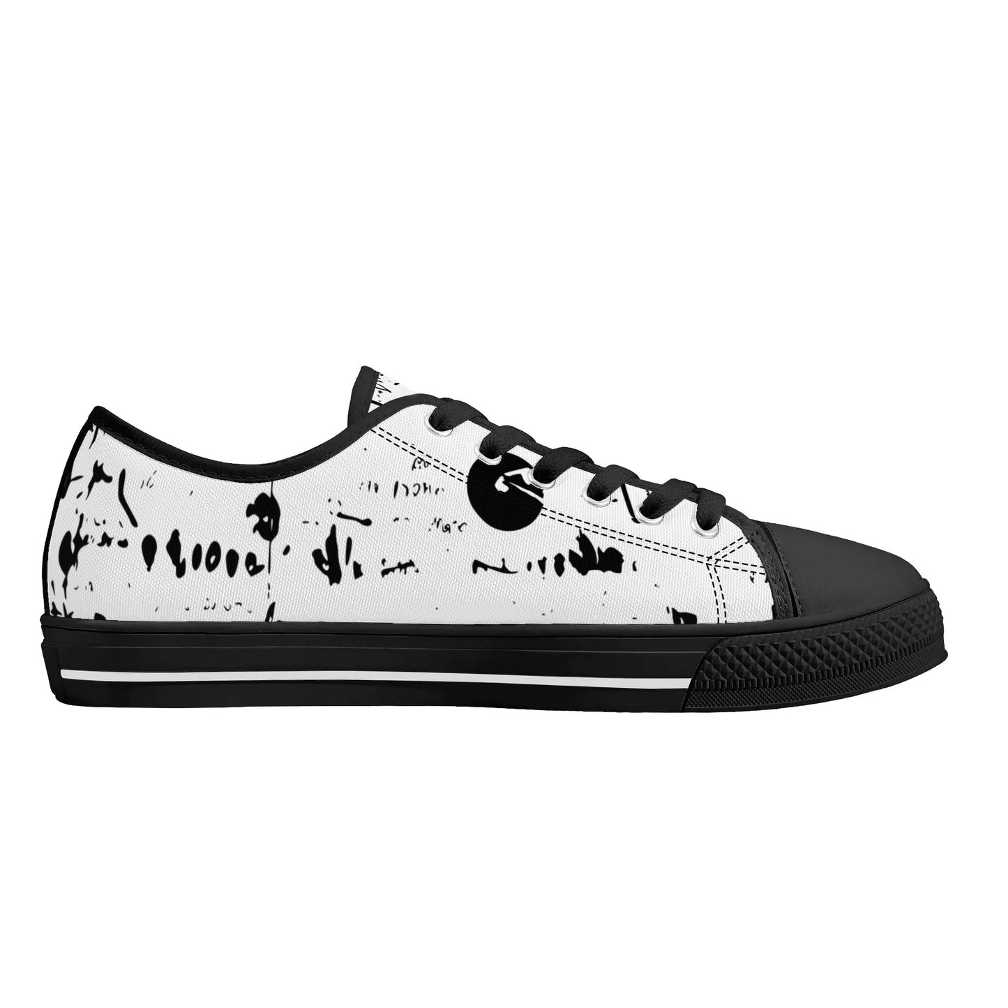 Mens Black And White DuGamii High Top Canvas Shoes With Word Art