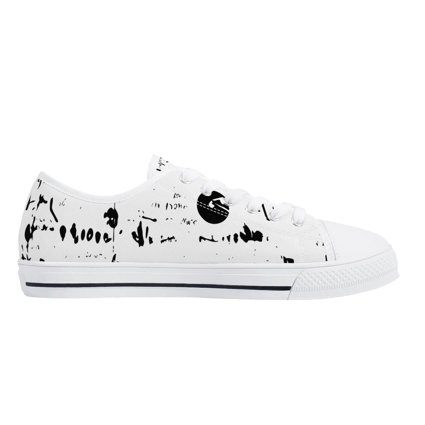 Mens Black And White DuGamii High Top Canvas Shoes With Word Art