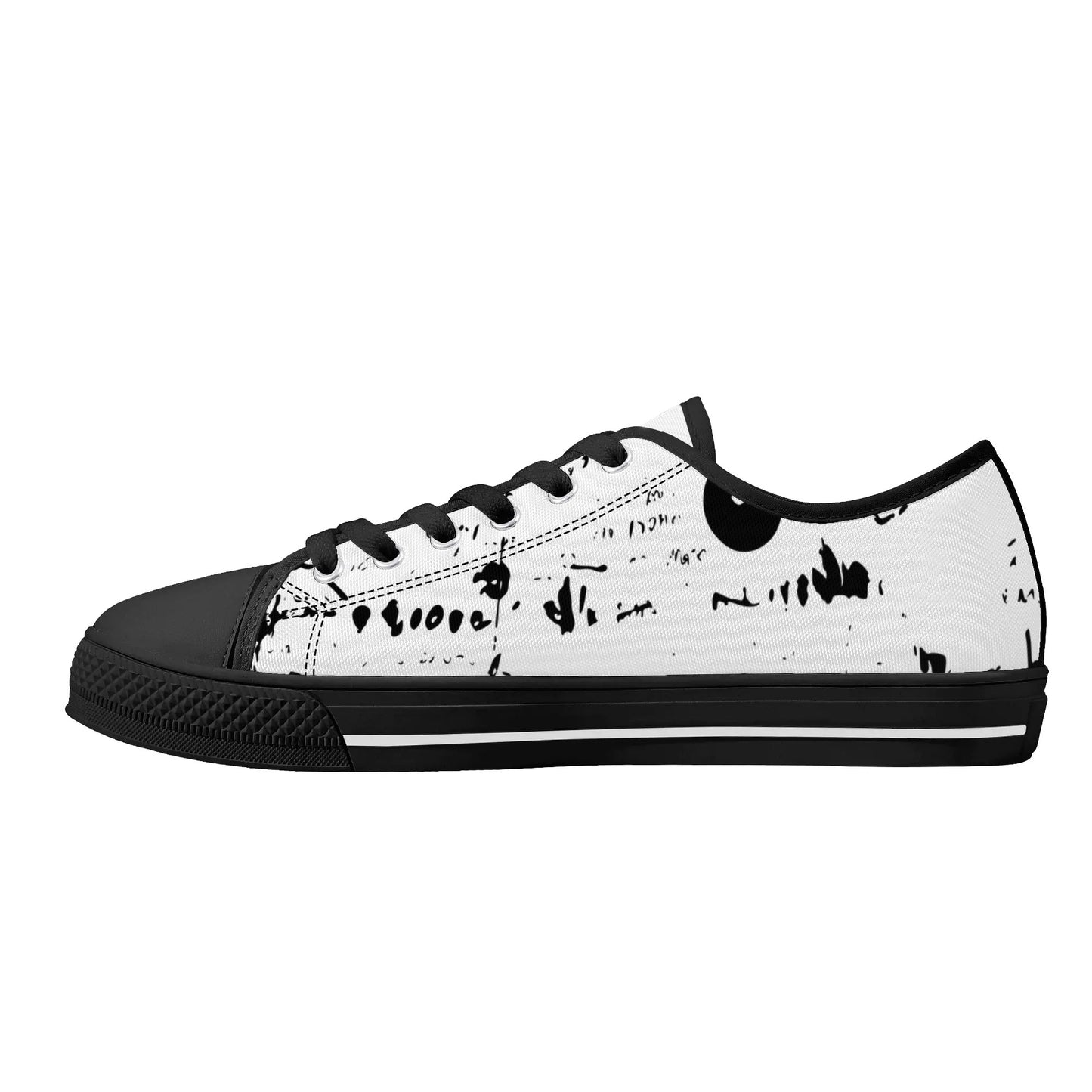 Mens Black And White DuGamii High Top Canvas Shoes With Word Art