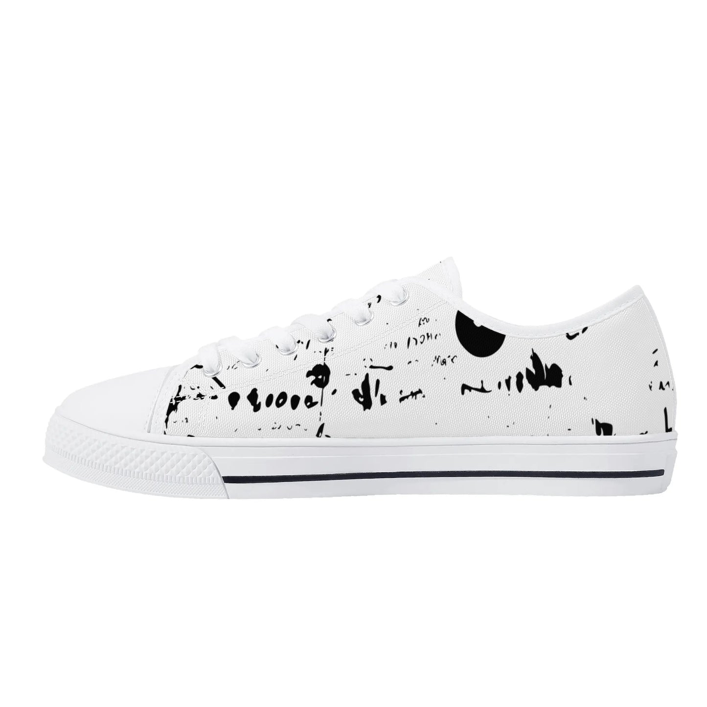 Mens Black And White DuGamii High Top Canvas Shoes With Word Art