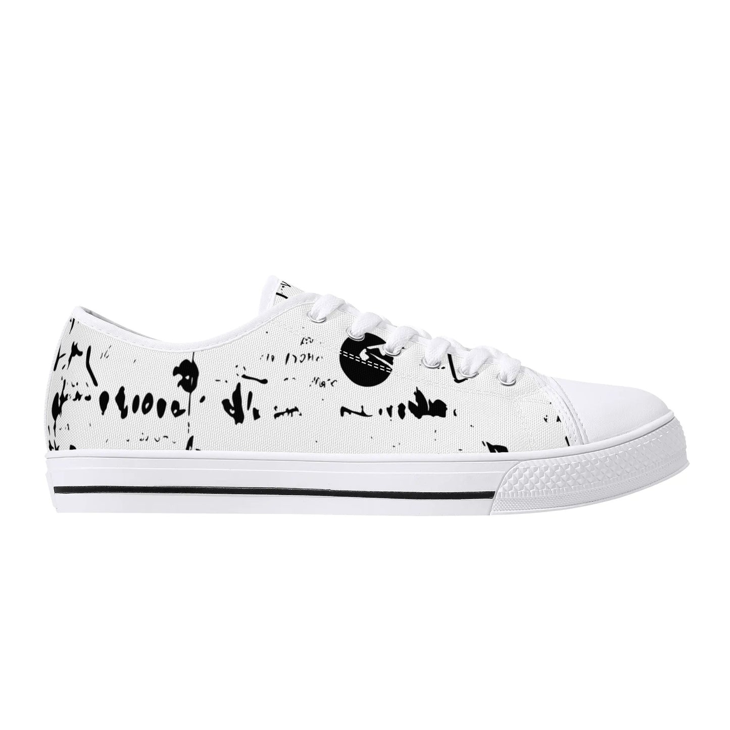 Mens Black And White DuGamii High Top Canvas Shoes With Word Art