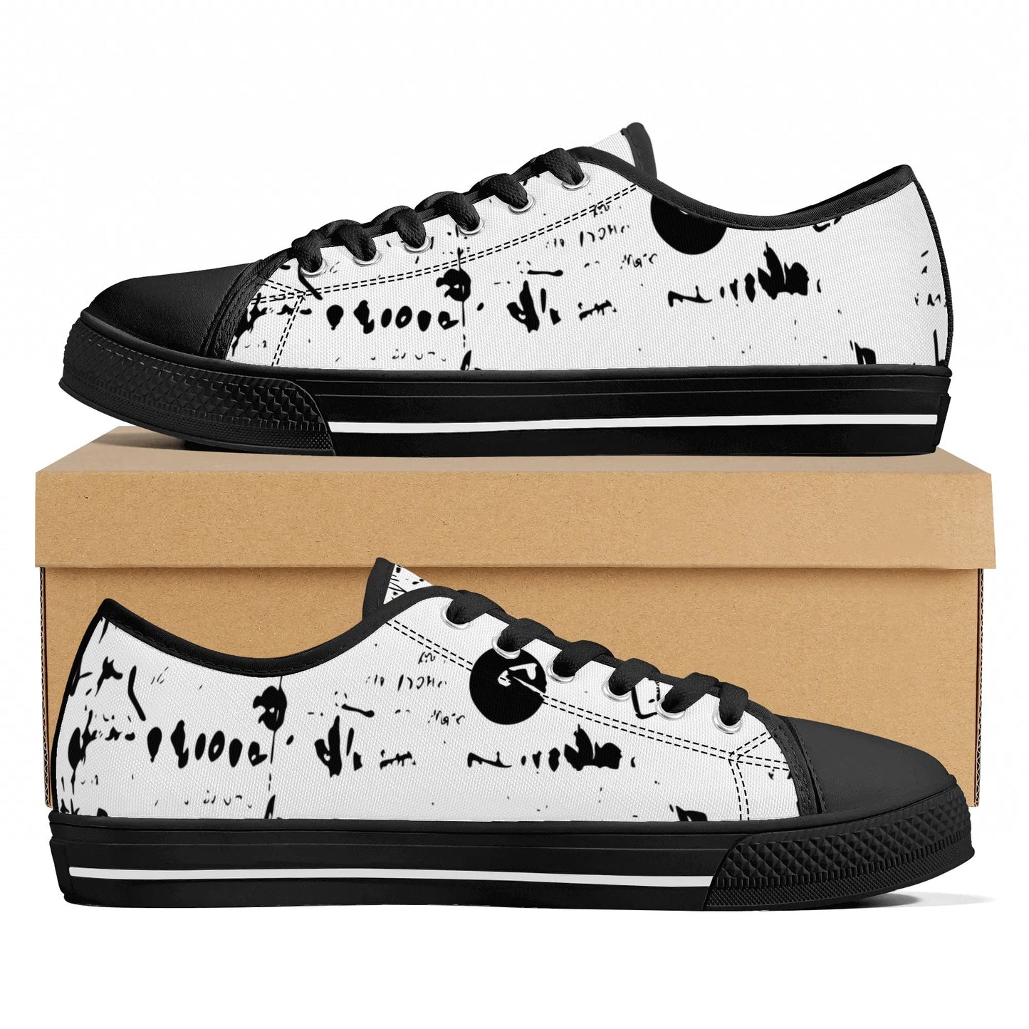 Mens Black And White DuGamii High Top Canvas Shoes With Word Art