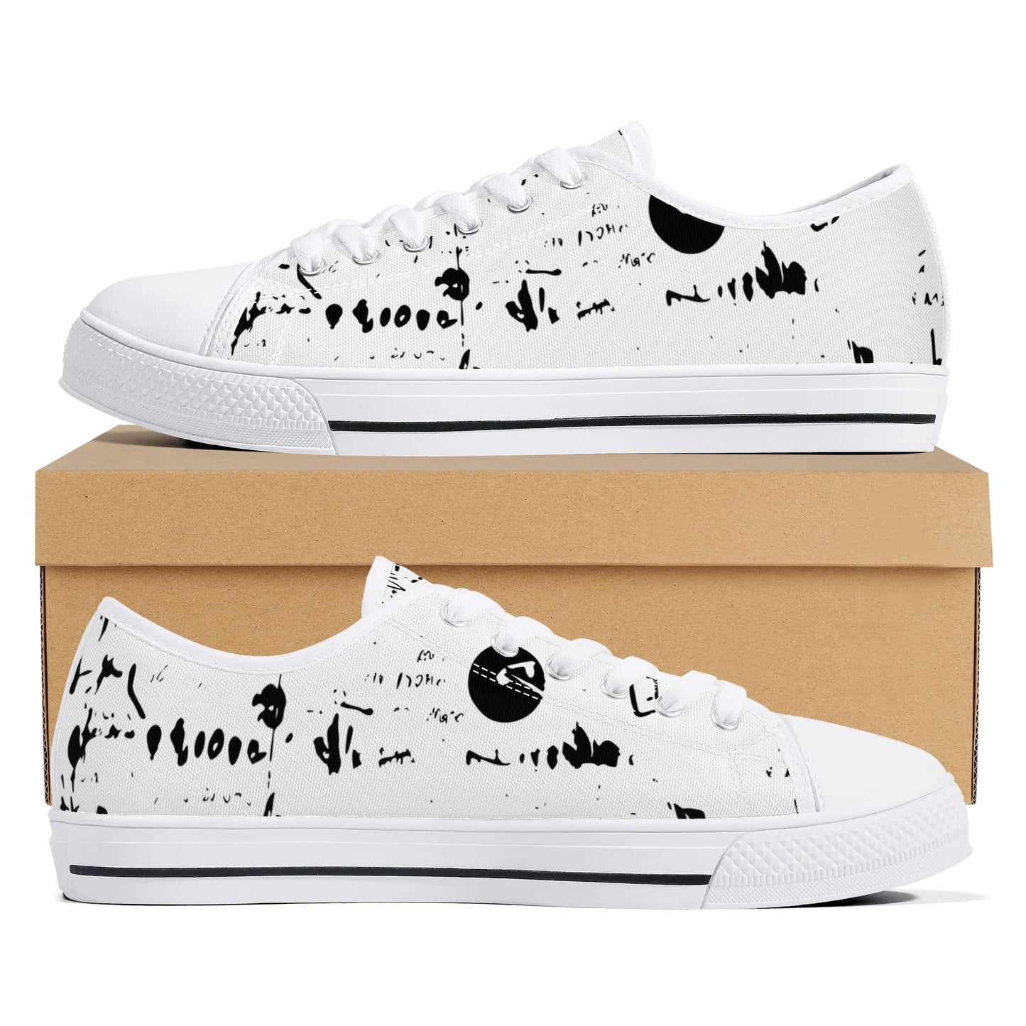 Mens Black And White DuGamii High Top Canvas Shoes With Word Art