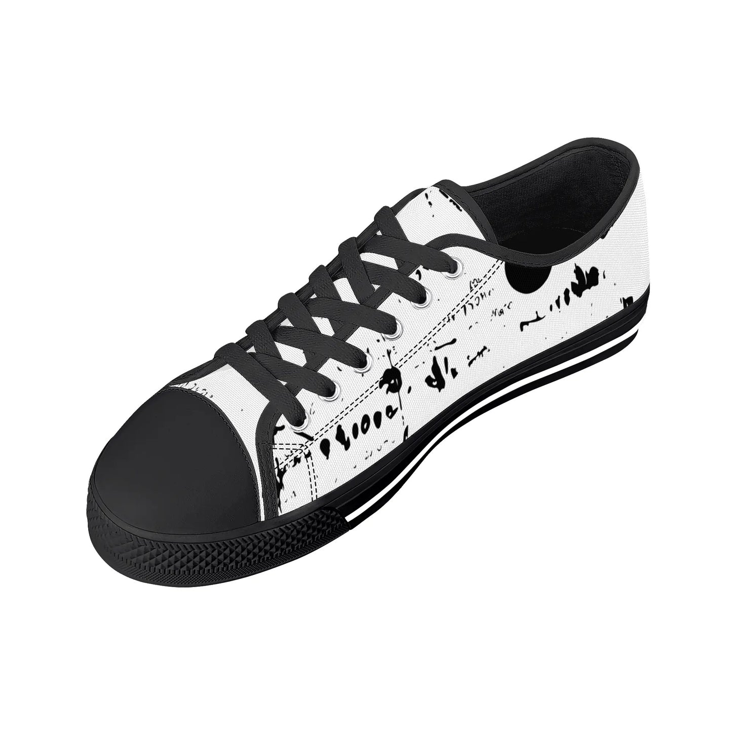 Mens Black And White DuGamii High Top Canvas Shoes With Word Art