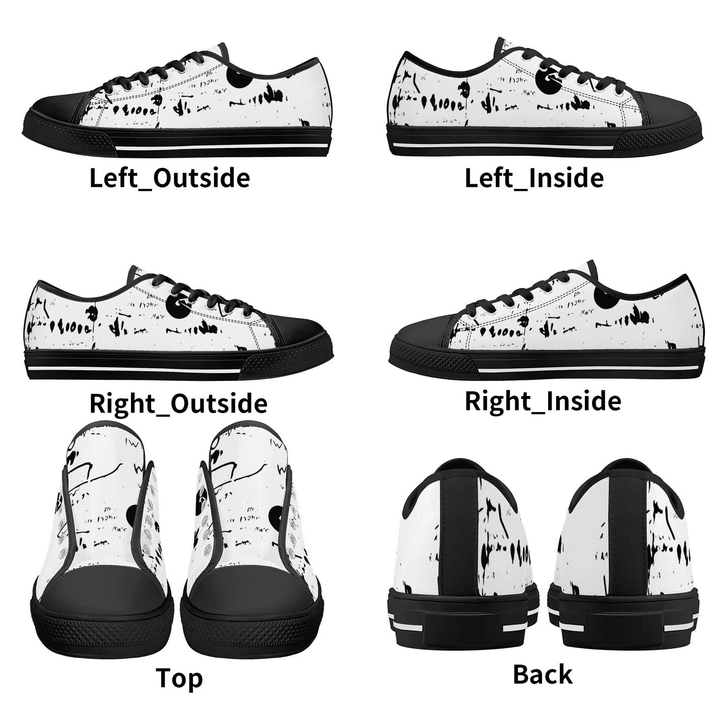 Mens Black And White DuGamii High Top Canvas Shoes With Word Art