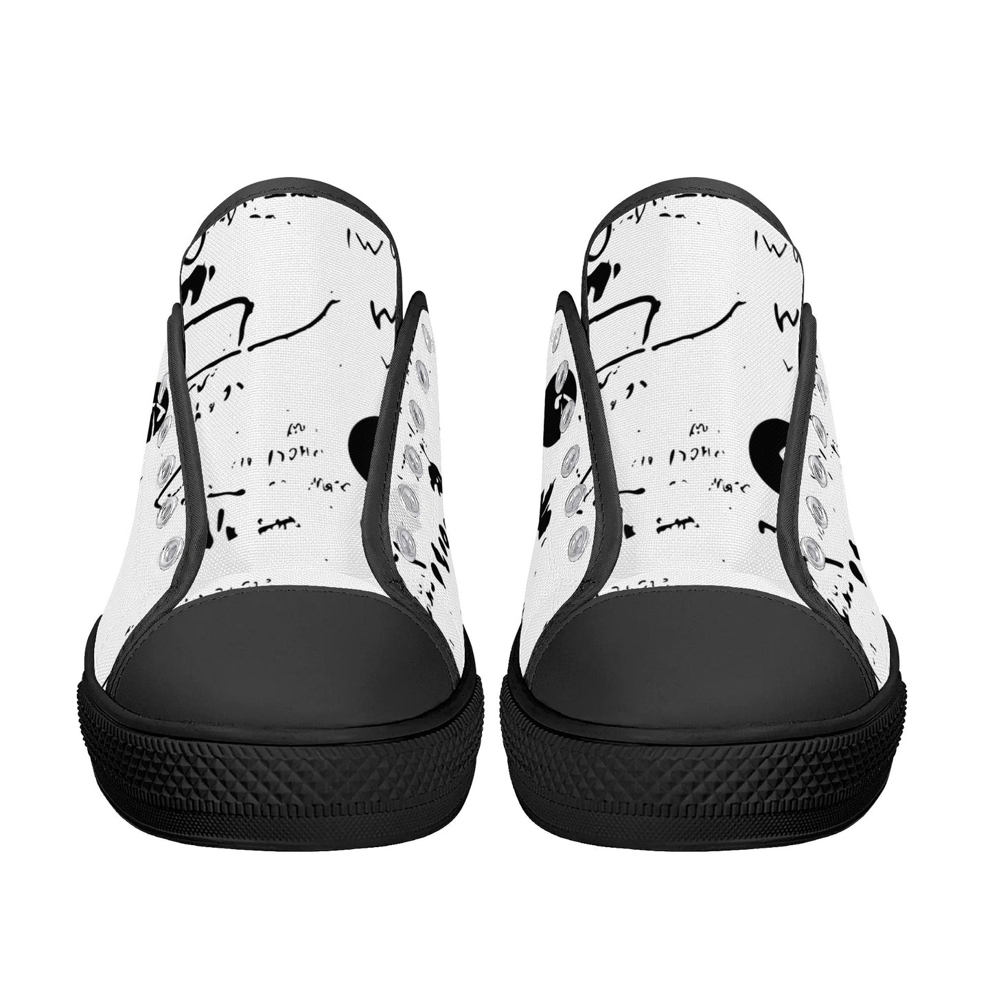 Mens Black And White DuGamii High Top Canvas Shoes With Word Art