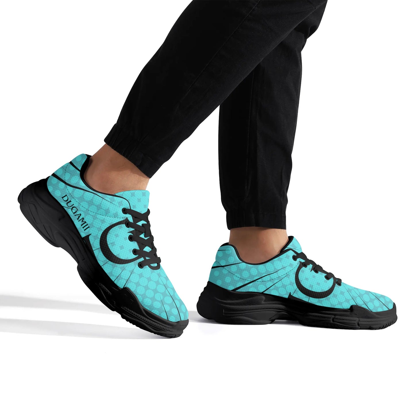 Mens DuGamii Chunky Black And Blue Sneakers