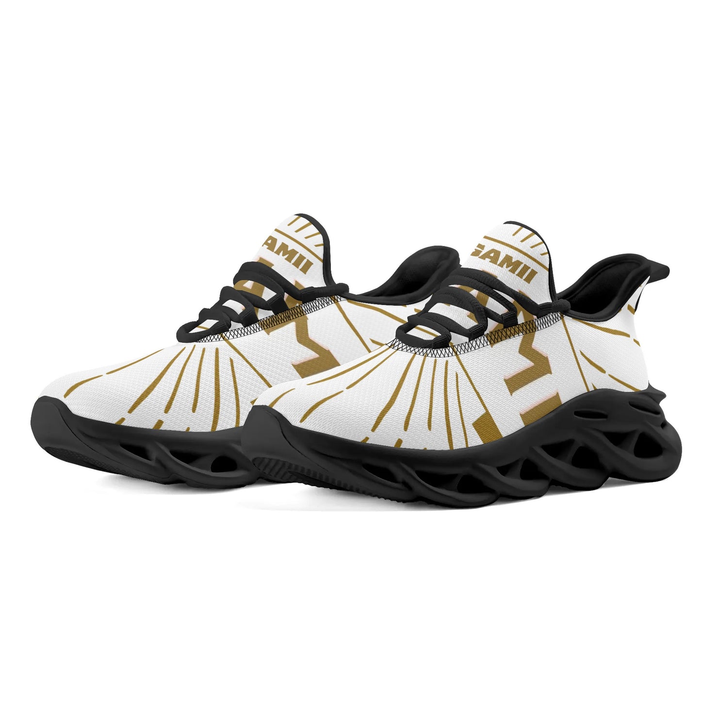 Mens Premium DuGamii M-sole Gold Splash Signature Sneakers