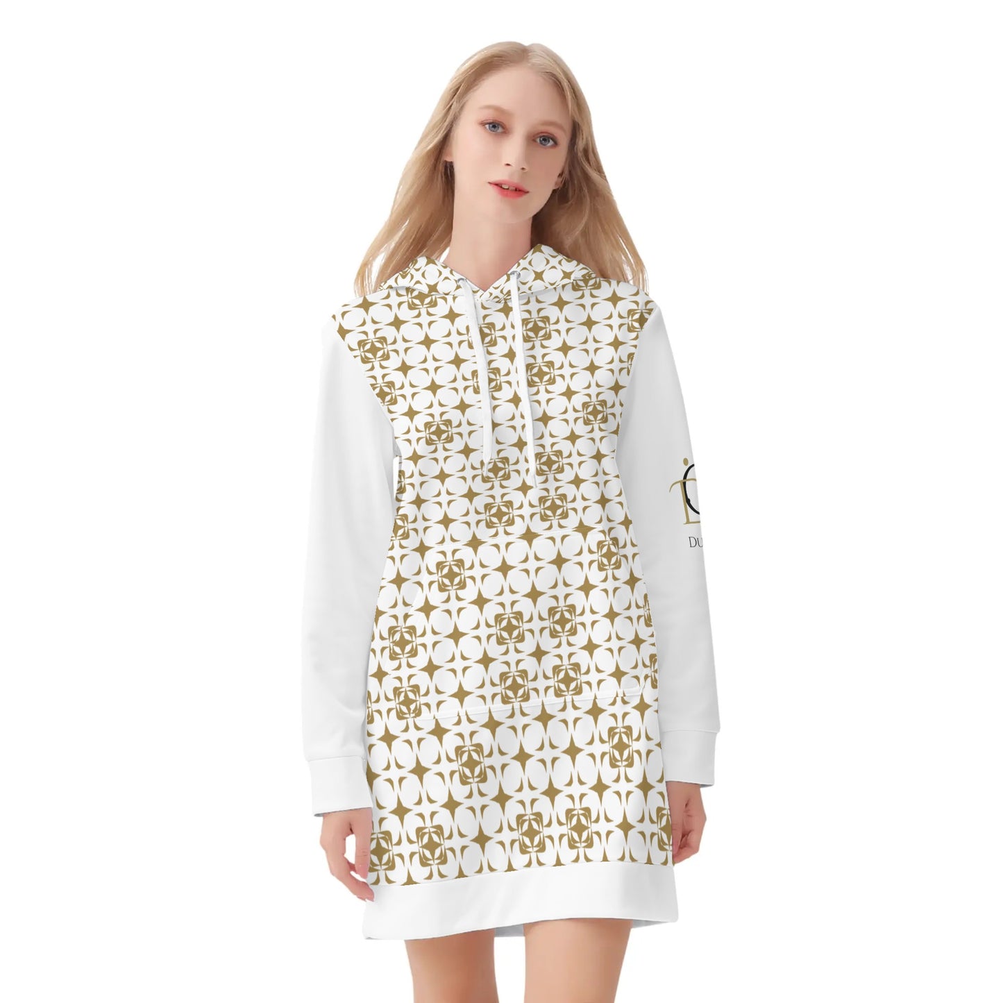 Womens DuGamii Casual Golden Pattern Hoodie Dress