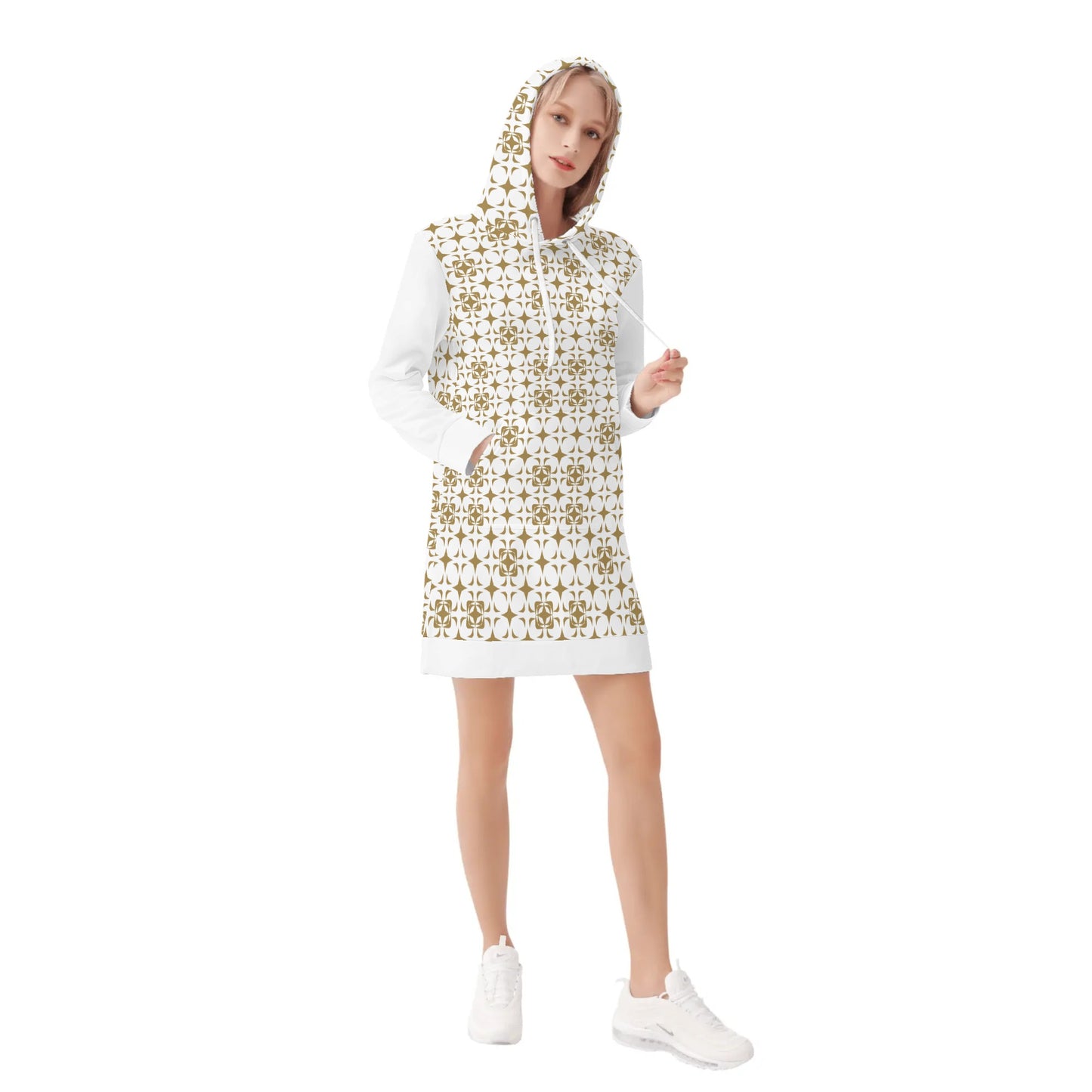 Womens DuGamii Casual Golden Pattern Hoodie Dress