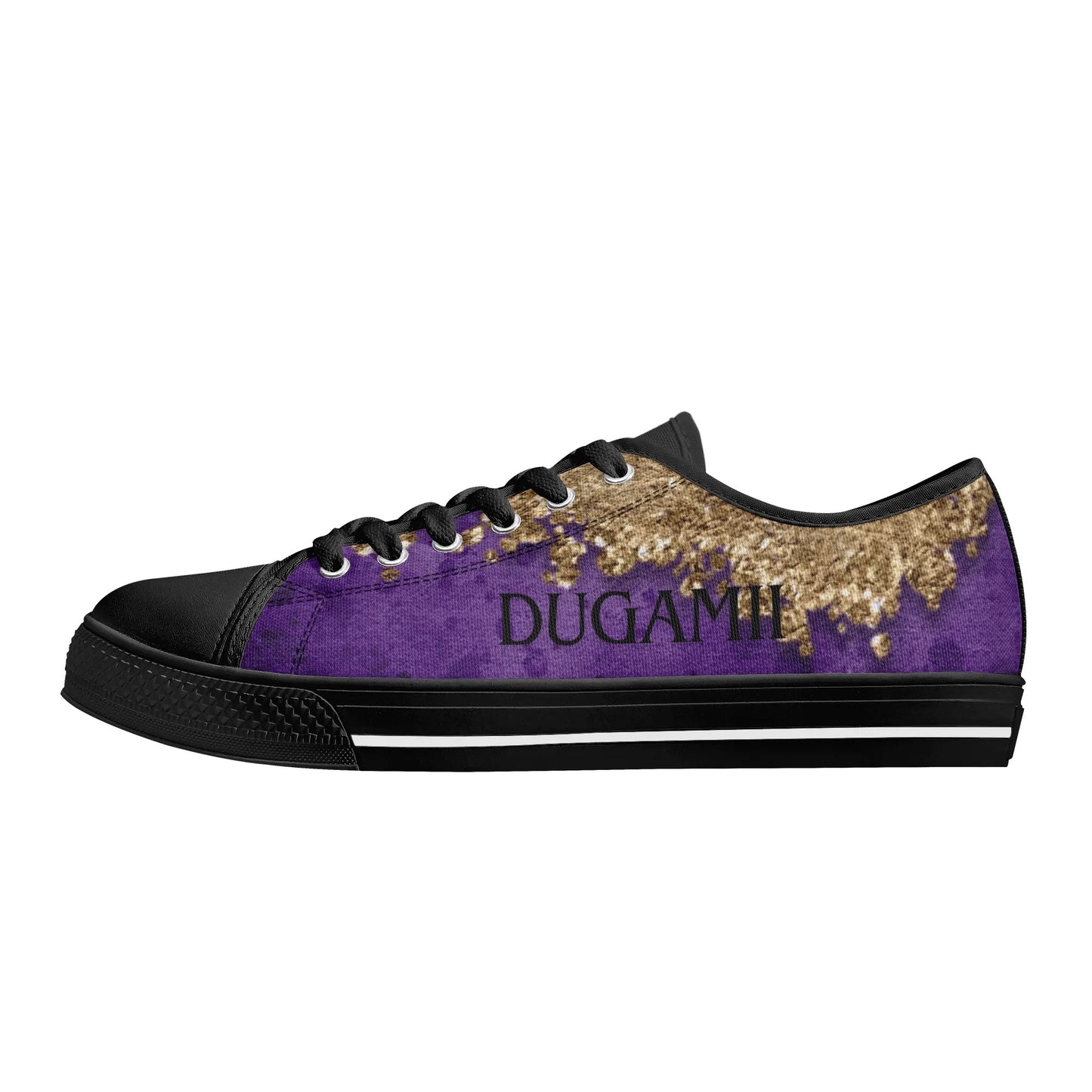 Womens Dugamii Lightweight Low Top Purple And Gold Canvas Shoes