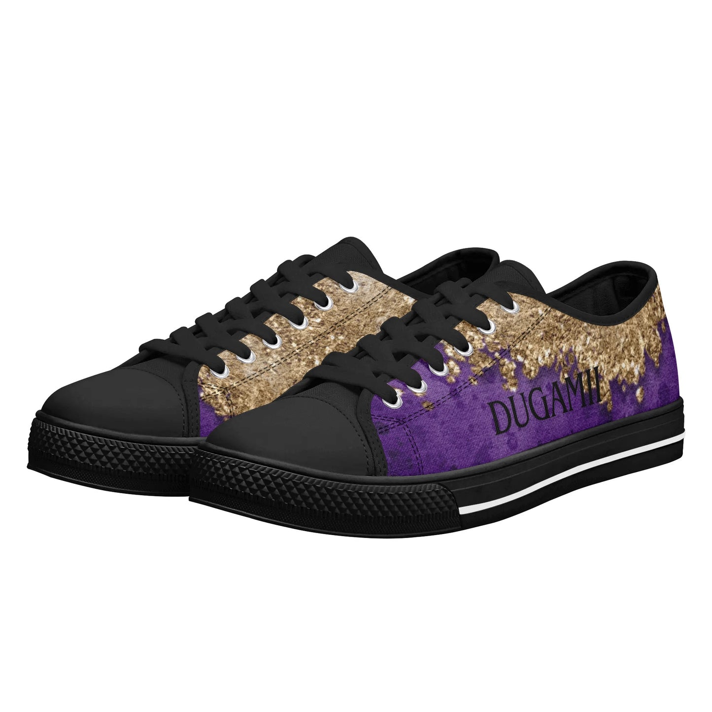 Womens Dugamii Lightweight Low Top Purple And Gold Canvas Shoes