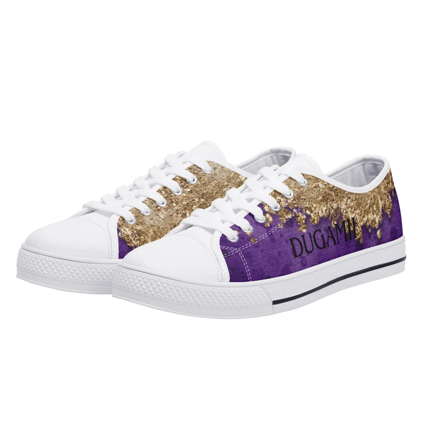 Womens Dugamii Lightweight Low Top Purple And Gold Canvas Shoes