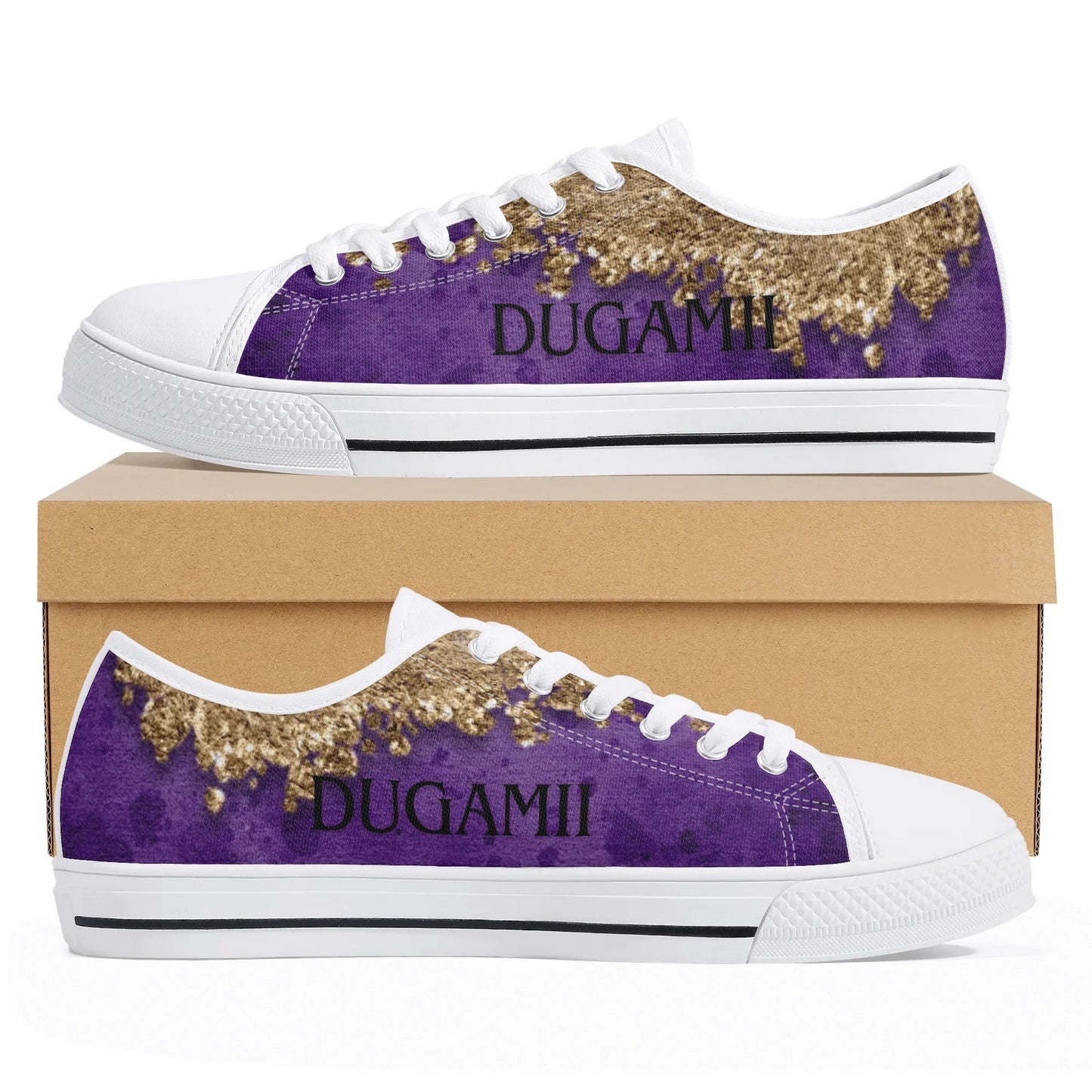 Womens Dugamii Lightweight Low Top Purple And Gold Canvas Shoes