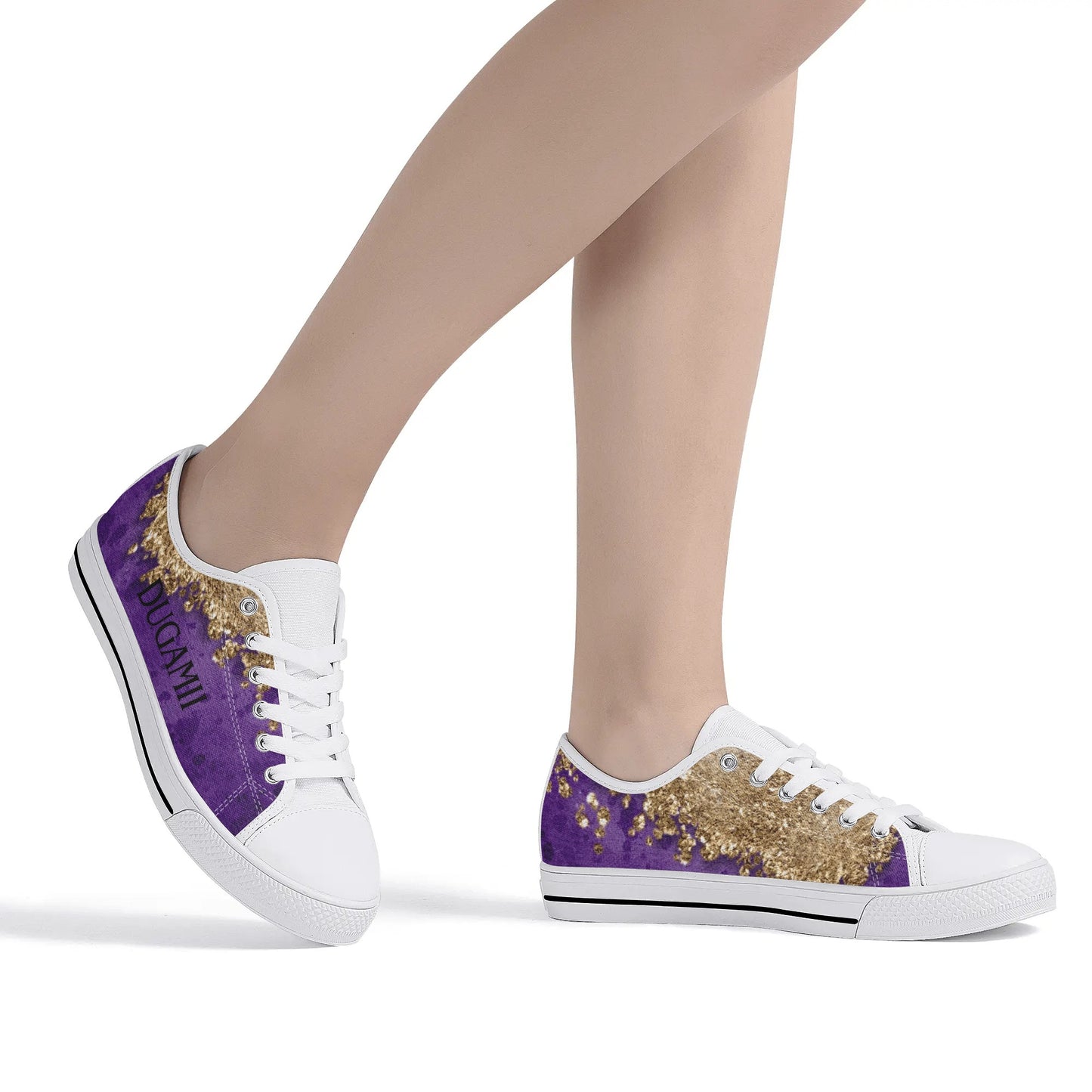 Womens Dugamii Lightweight Low Top Purple And Gold Canvas Shoes